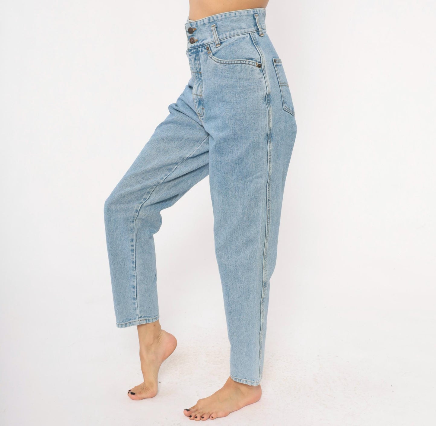 90s Sostanza Workwear Mom Jeans Light Wash High Rise Tapered Extra Small XS