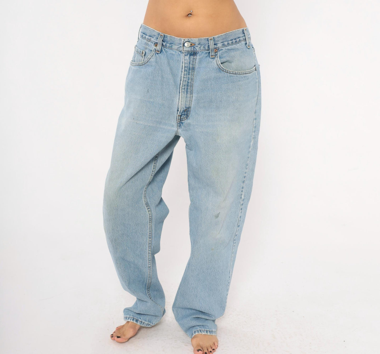 Levi's 550 Light Stonewash Denim Jeans 90s Relaxed Straight Leg High Waist 38x32