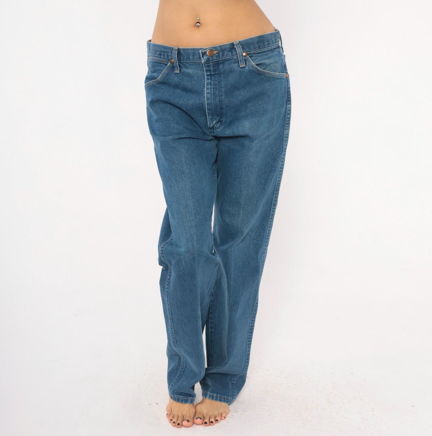 90s Wrangler Jeans Blue Denim Straight Leg High Rise Cotton 34x33