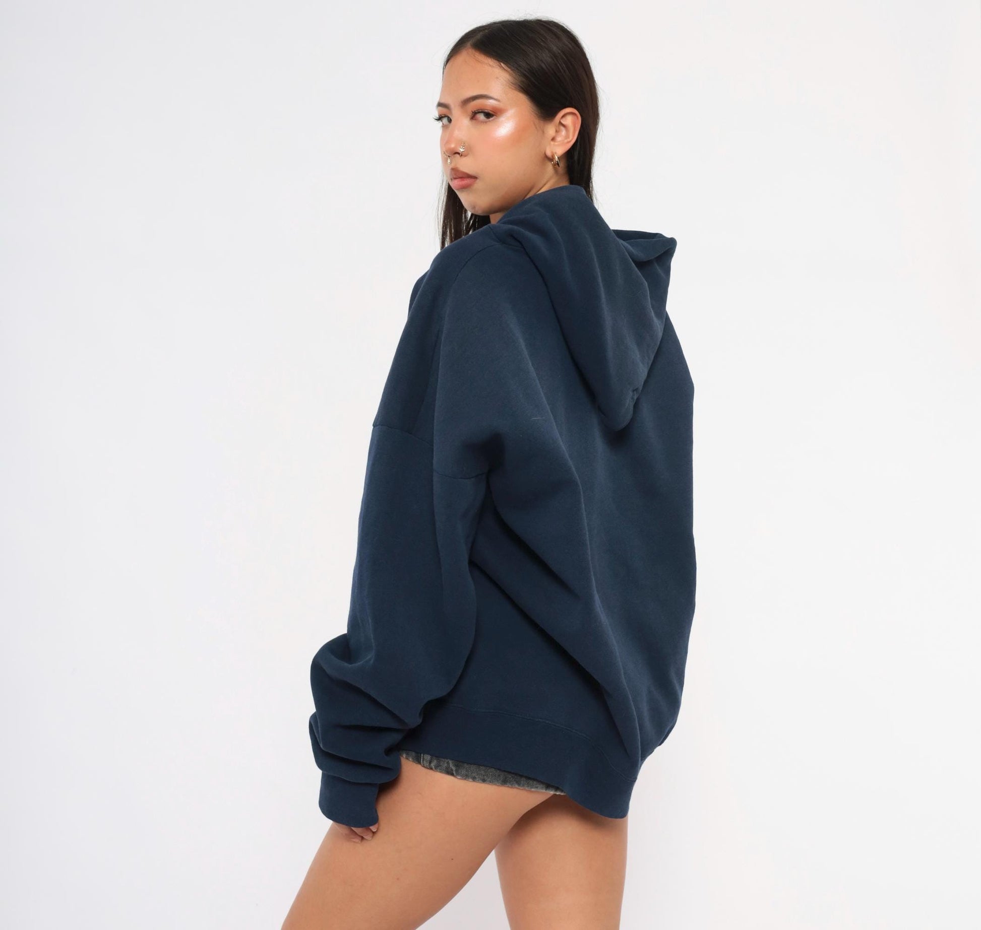 90s St Germain Deer Embroidered Navy Zip Hoodie Full Zip Sweatshirt Extra Large