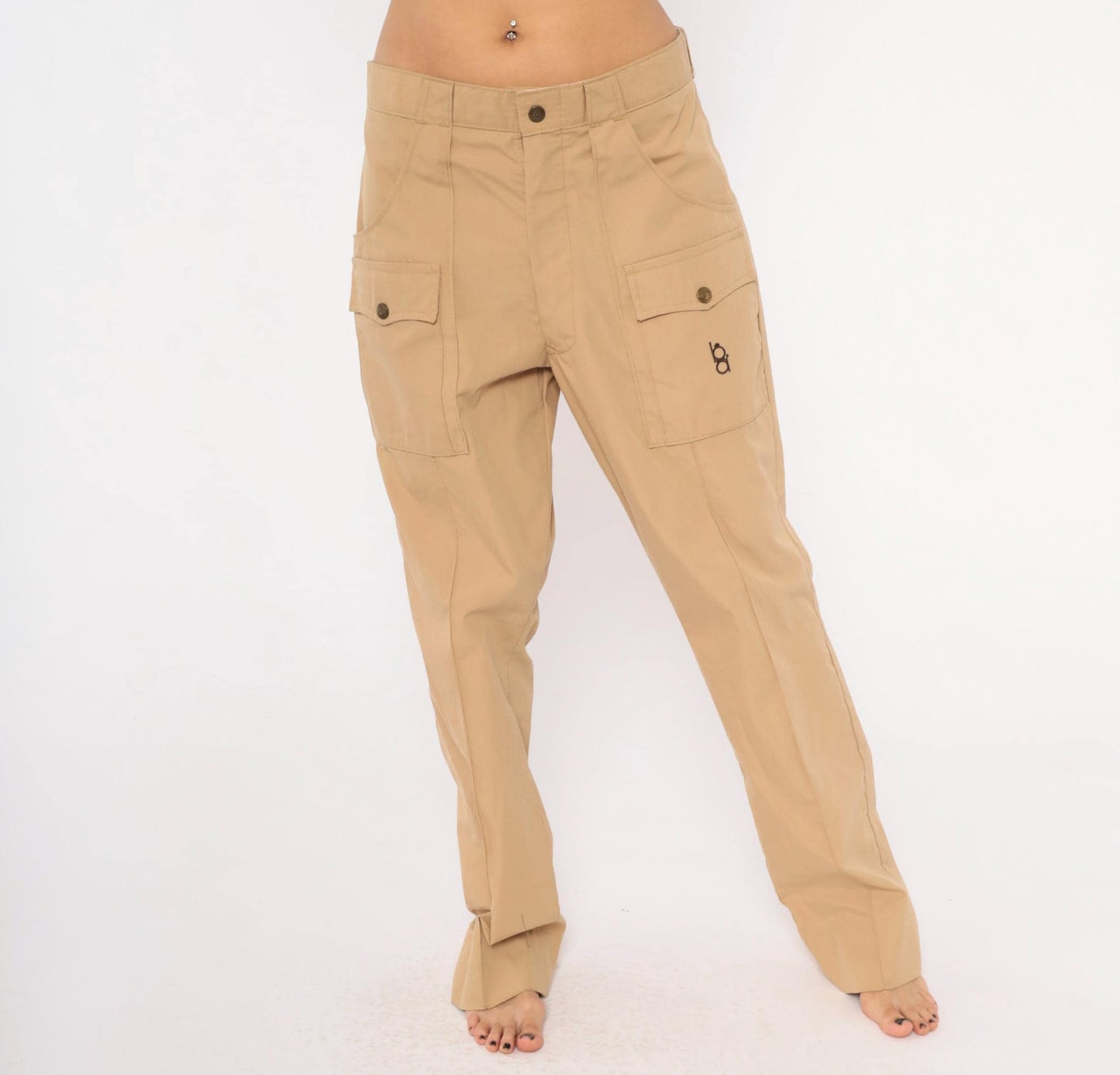 80s Bob Allen Cargo Pants Tan Cotton Straight Leg Low Rise Extra Large XL