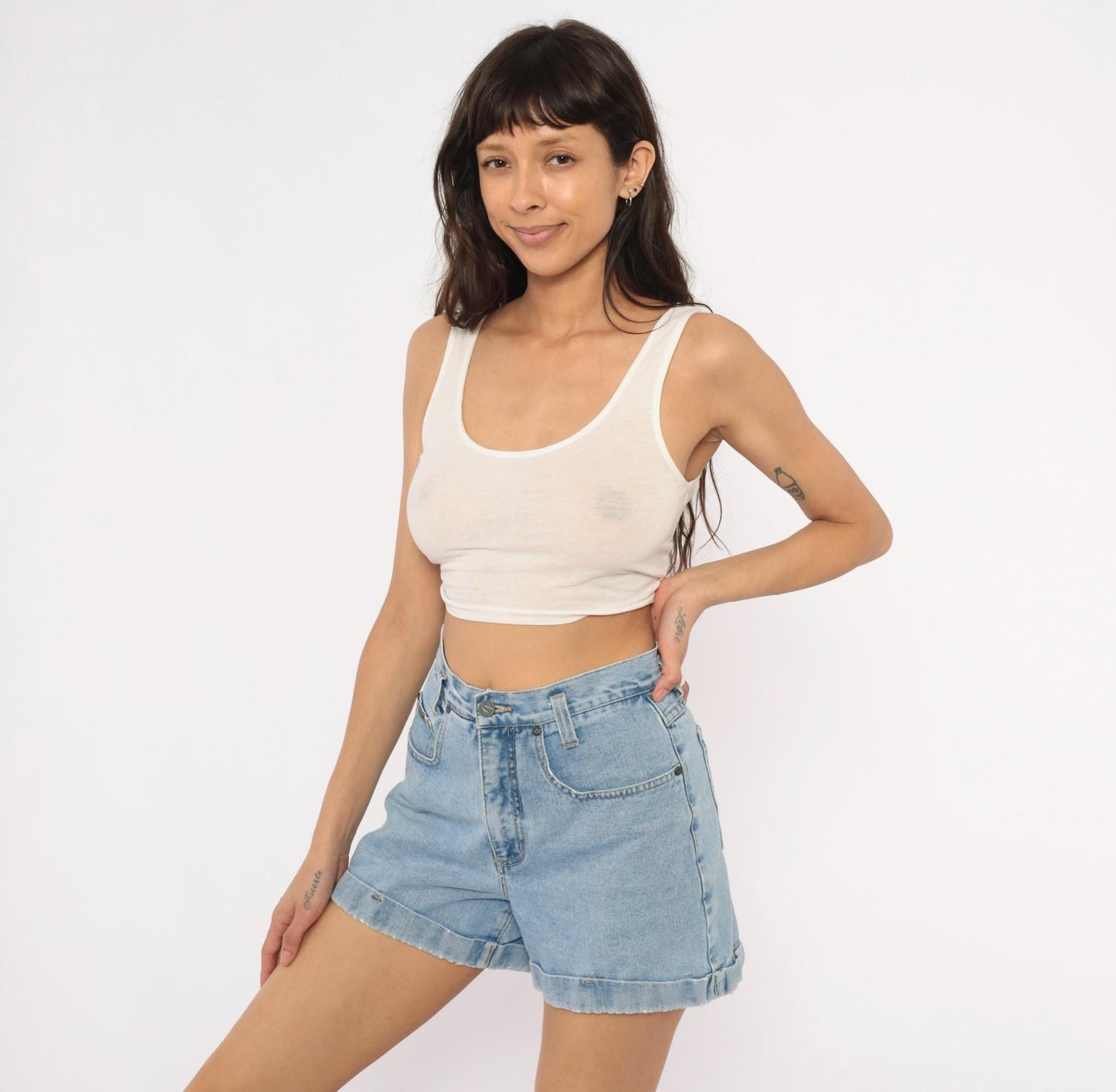90s NY Jeans Light Wash Denim Shorts High Rise Cuffed Medium M