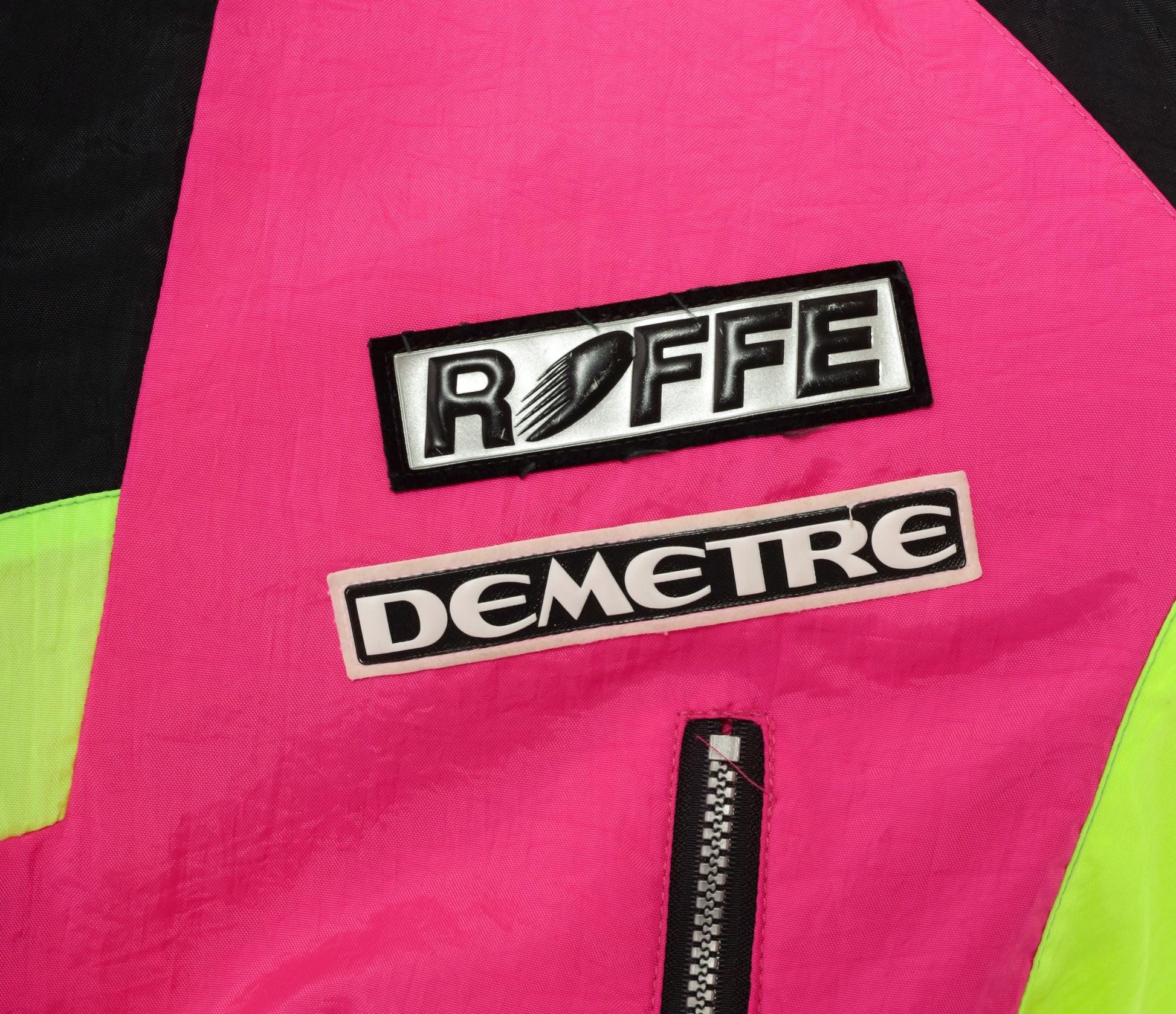 90s Roffe Demetre Neon Pink Ski Anorak Color Block Hooded Jacket Extra Large XL