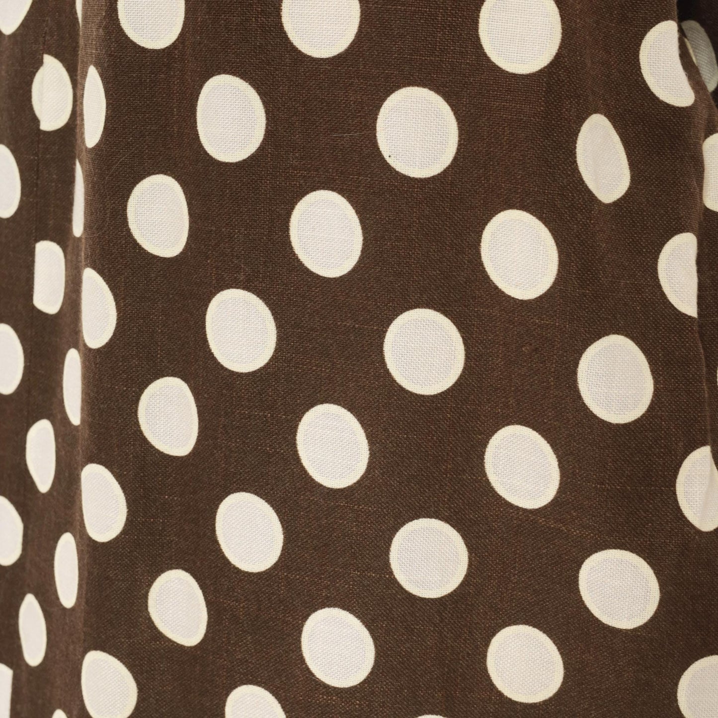 70s Brown Cream Polka Dot Maxi Skirt A-Line Cotton Gathered Waist Medium