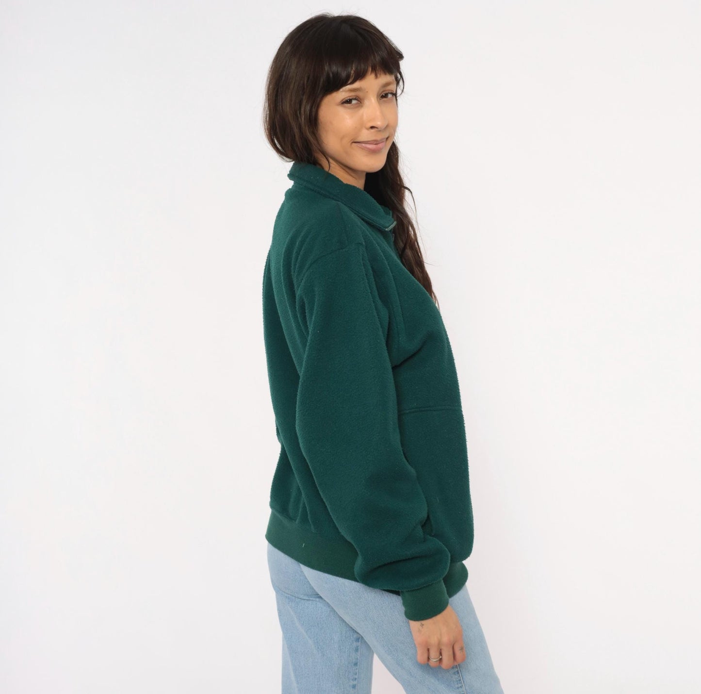 90s Mountain Gear Forest Green Quarter Zip Fleece Pullover Mens Medium