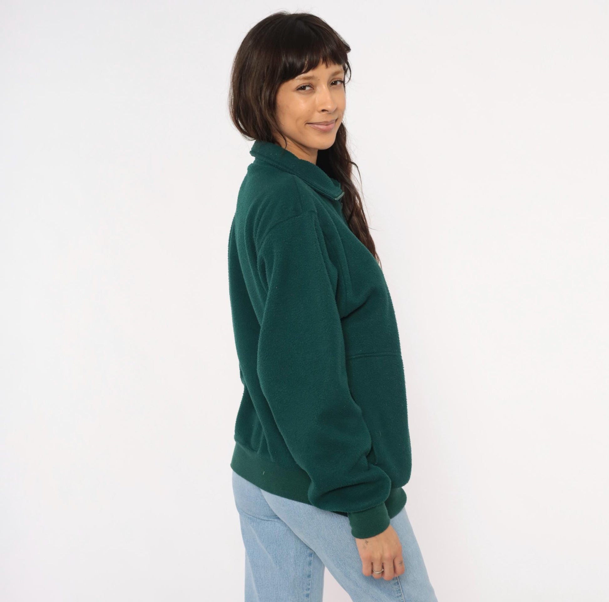 90s Mountain Gear Forest Green Quarter Zip Fleece Pullover Mens Medium