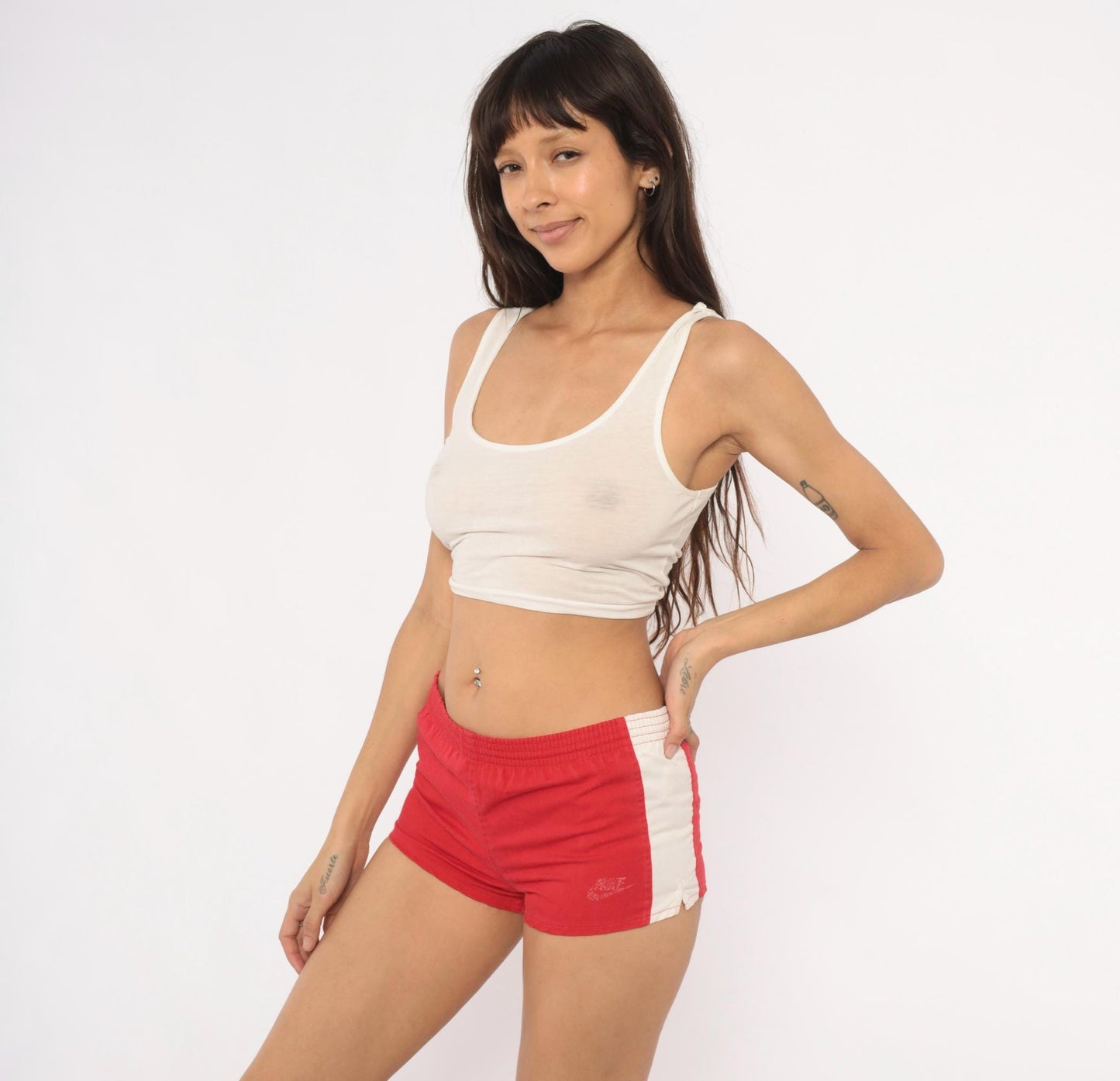 80s Nike Running Shorts Red White Stripe Cotton Athletic Extra Small XS