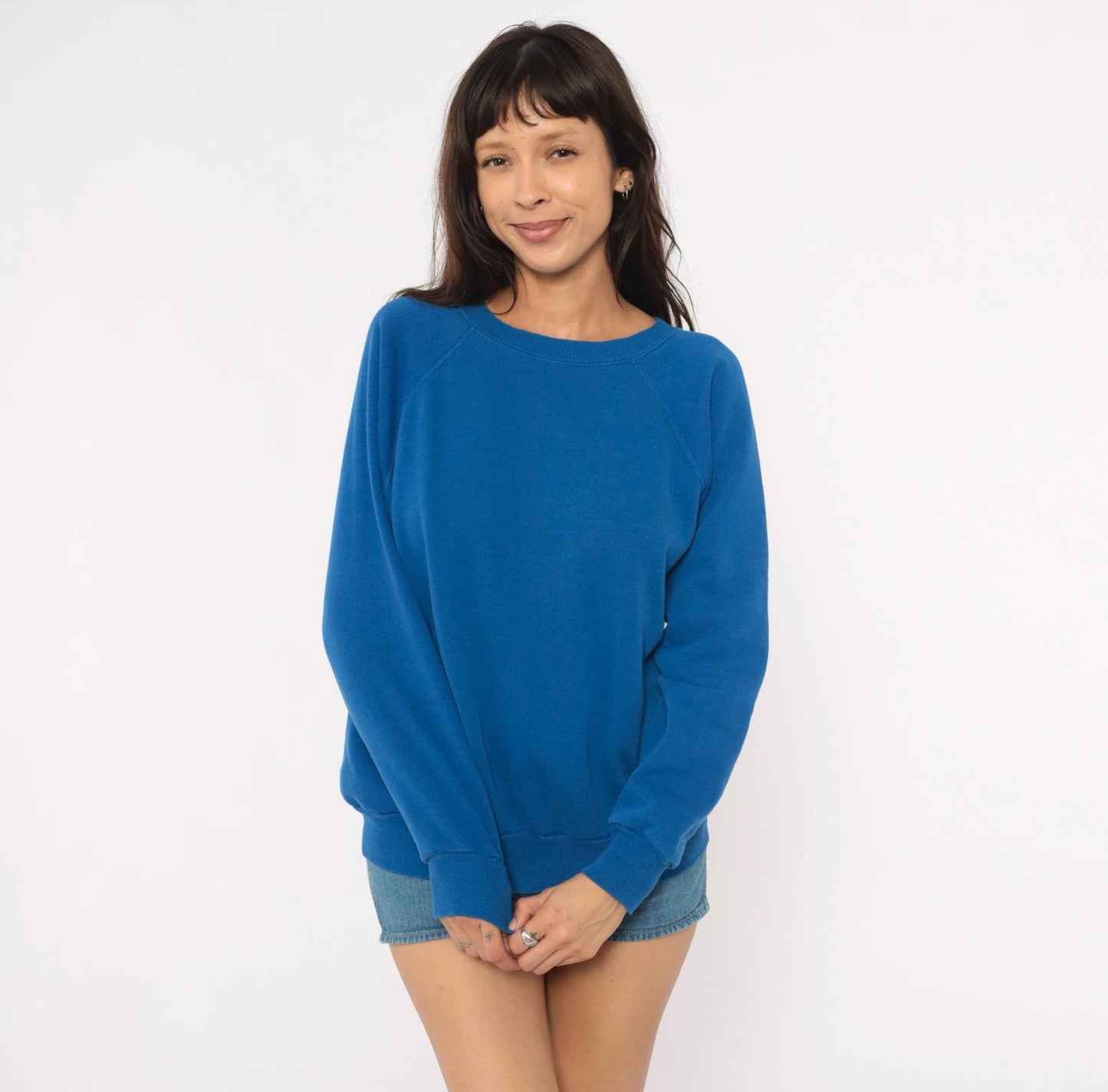 80s Pannill Cobalt Raglan Sweatshirt Crewneck Pullover Blue Large L