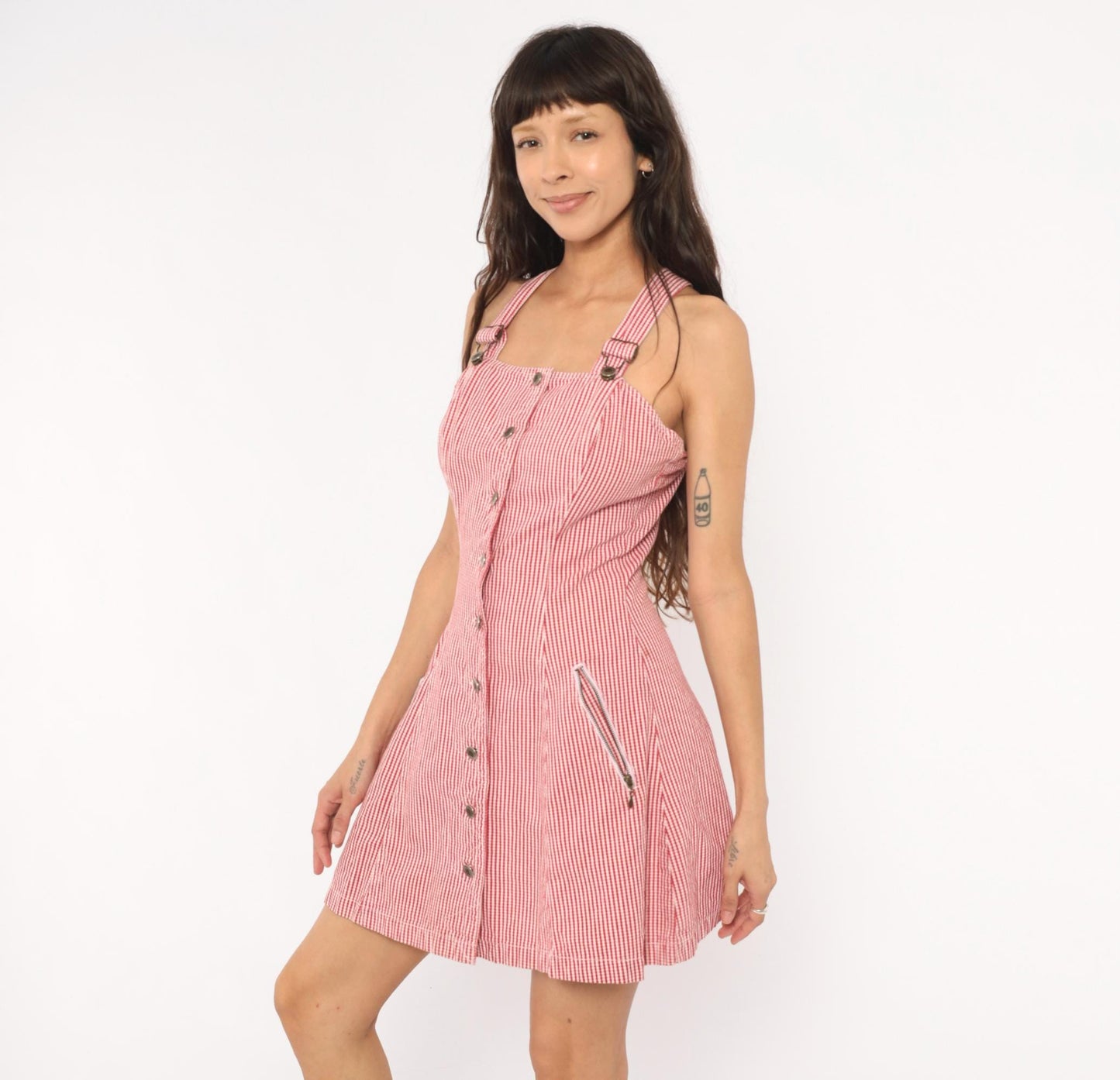 90s Timeless Tickets Red Gingham Mini Dress Cotton Racerback Small S