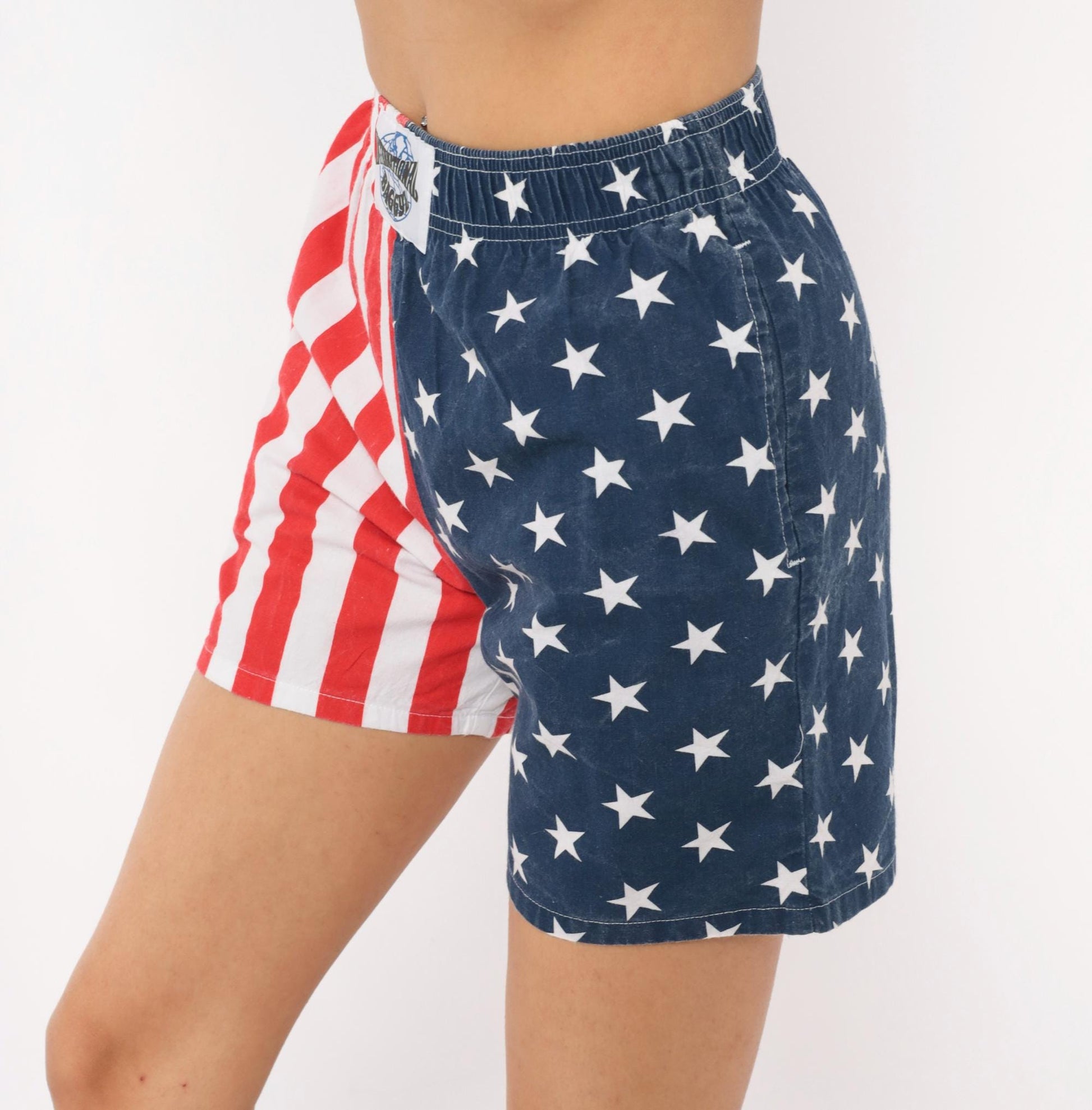 90s International Baggyz American Flag Shorts Stars Stripes Navy Small