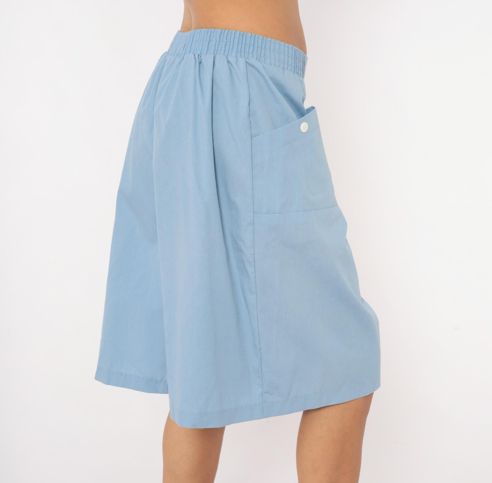 80s Haband Sky Blue Culottes Wide Leg Shorts Palazzo Pants Extra Large XL