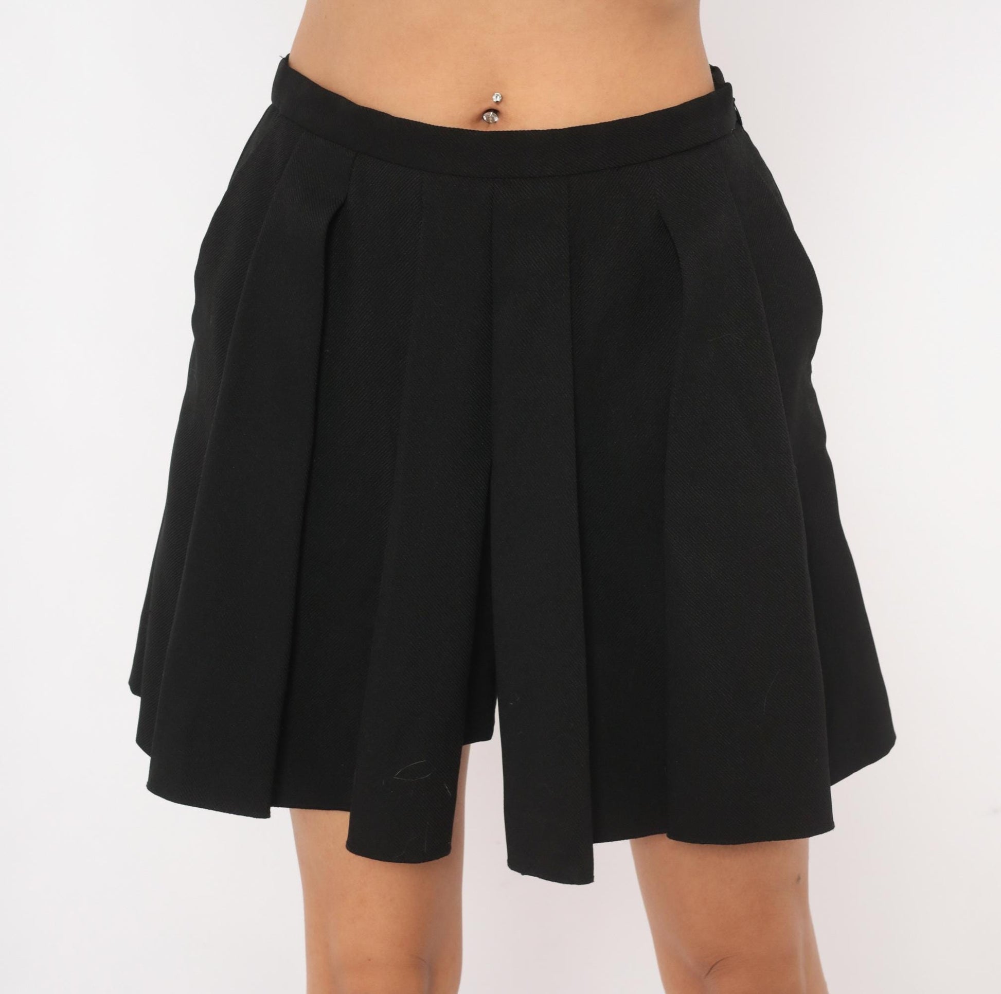 J. Crew 2000s Black Box Pleat Mini Skirt Flared A-Line Preppy Extra Small XS