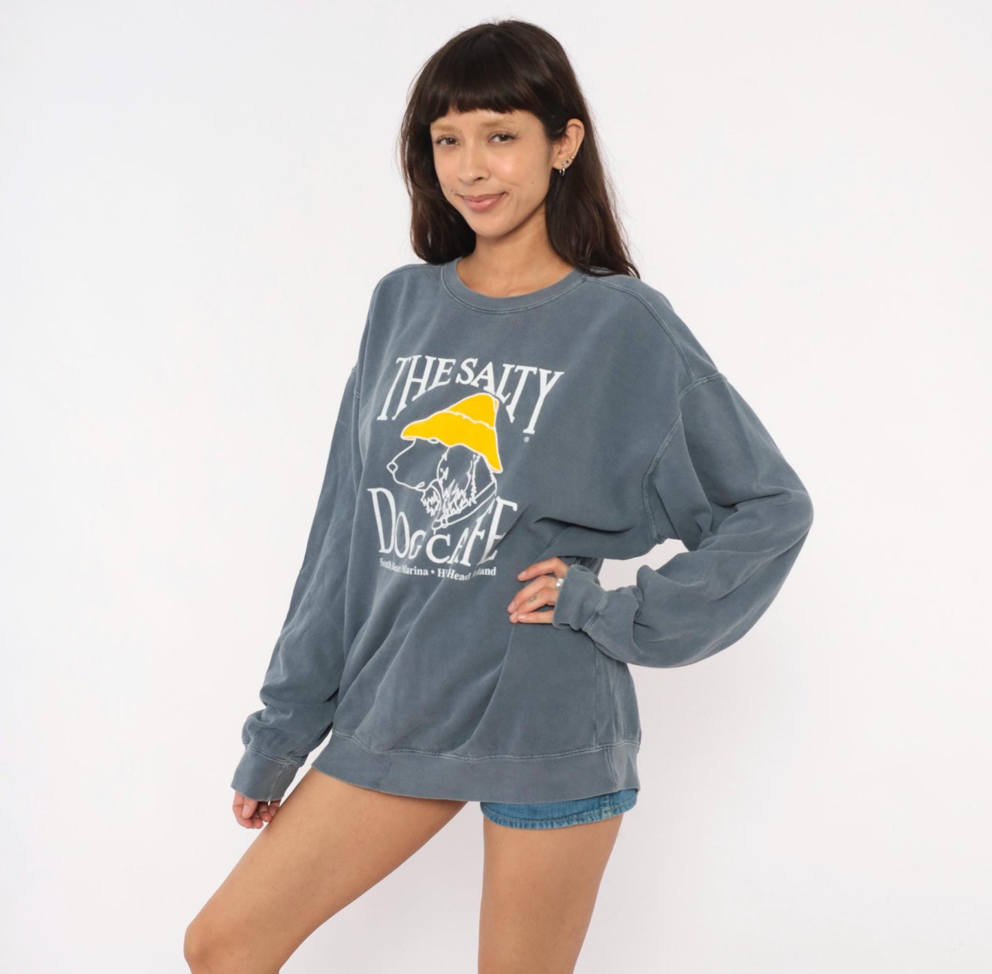 90s Salty Dog Cafe Hilton Head Island Sweatshirt Grey Cotton Graphic Dog Extra Large XL