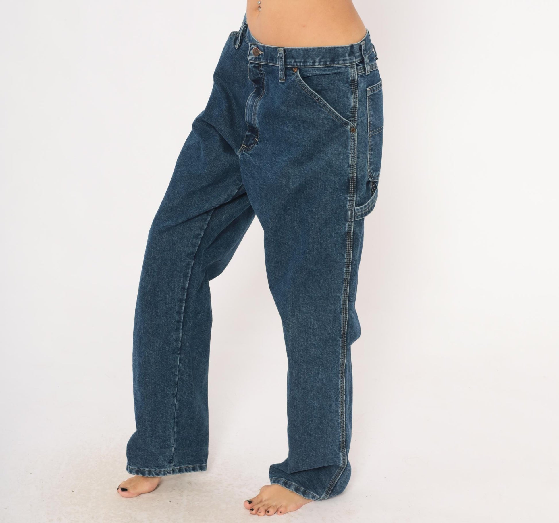 Y2K Wrangler Carpenter Jeans Navy Denim Straight Leg 34x32 Large