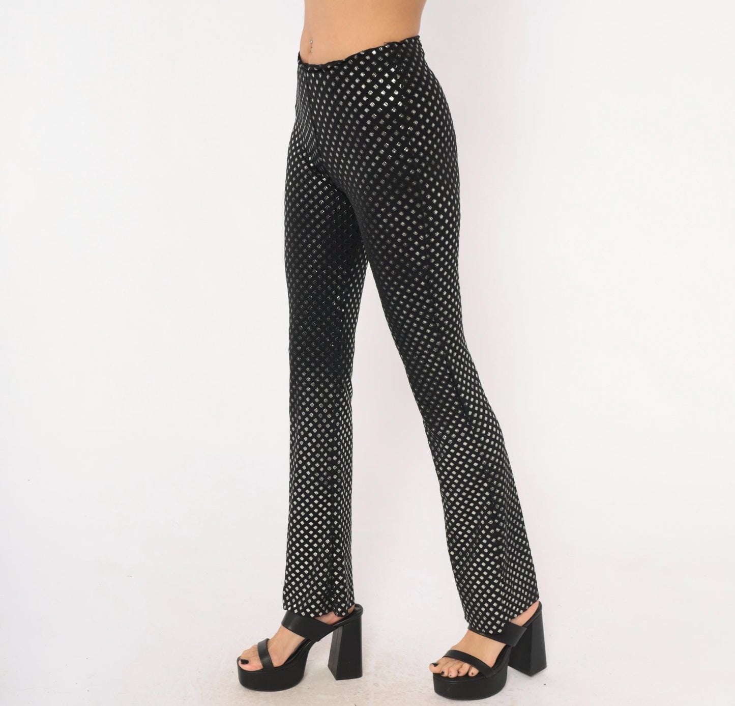 90s Je Taime Black Sequin Straight Leg Pants Low Rise Small