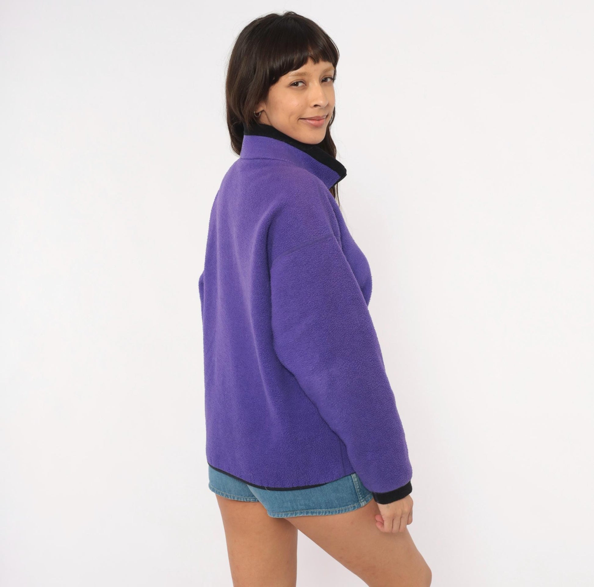 90s REI Purple Fleece Jacket Full Zip Colorblock Medium M