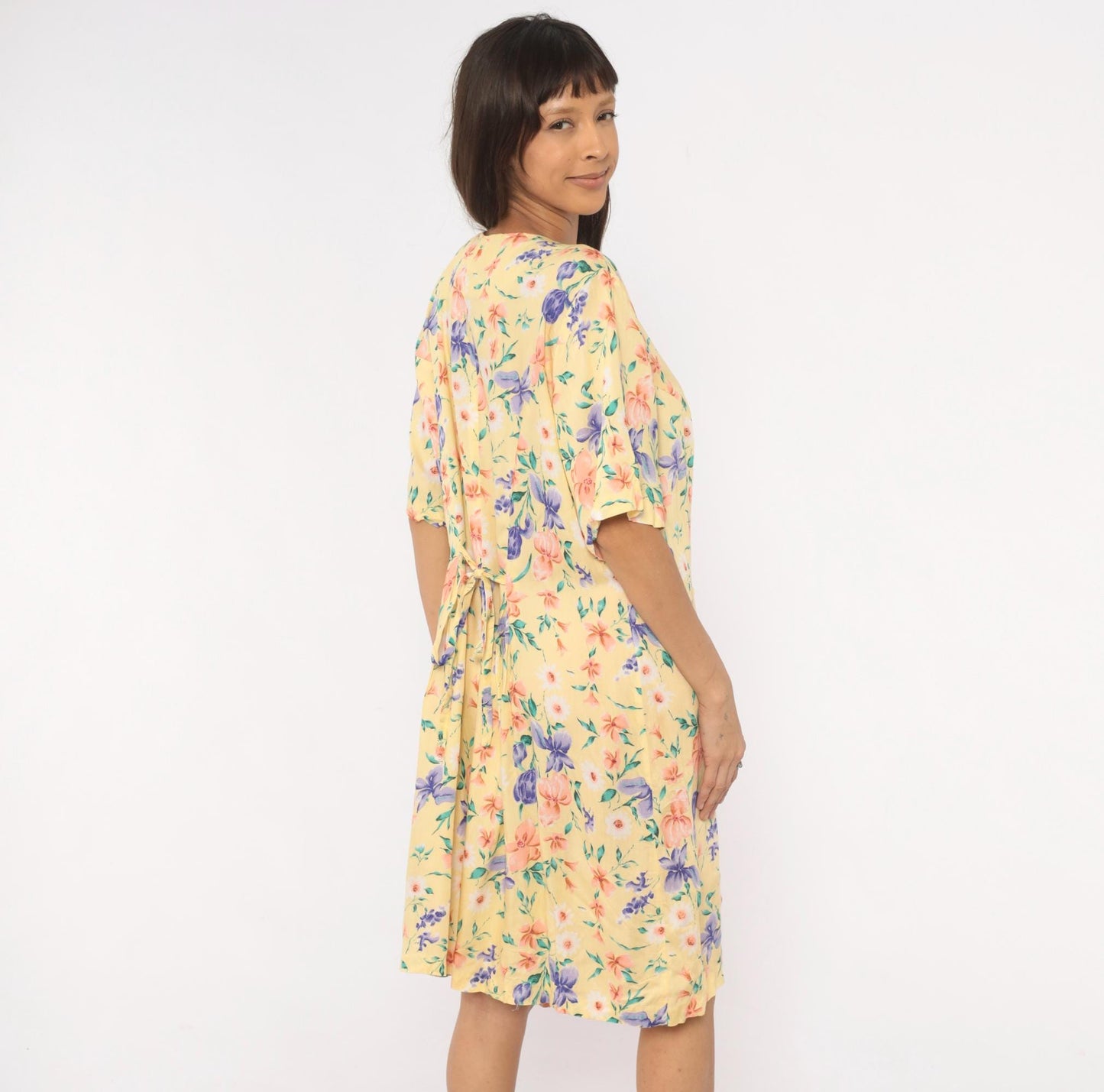 90s Jamie Brooke Floral Button Front Romper Yellow Garden Print Plus Size XXL