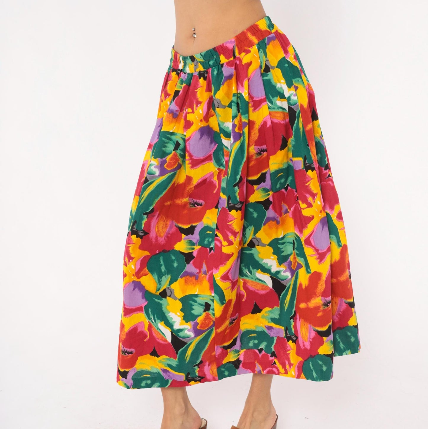 90s Success Dress Watercolor Floral Midi Skirt Multicolor Black Medium