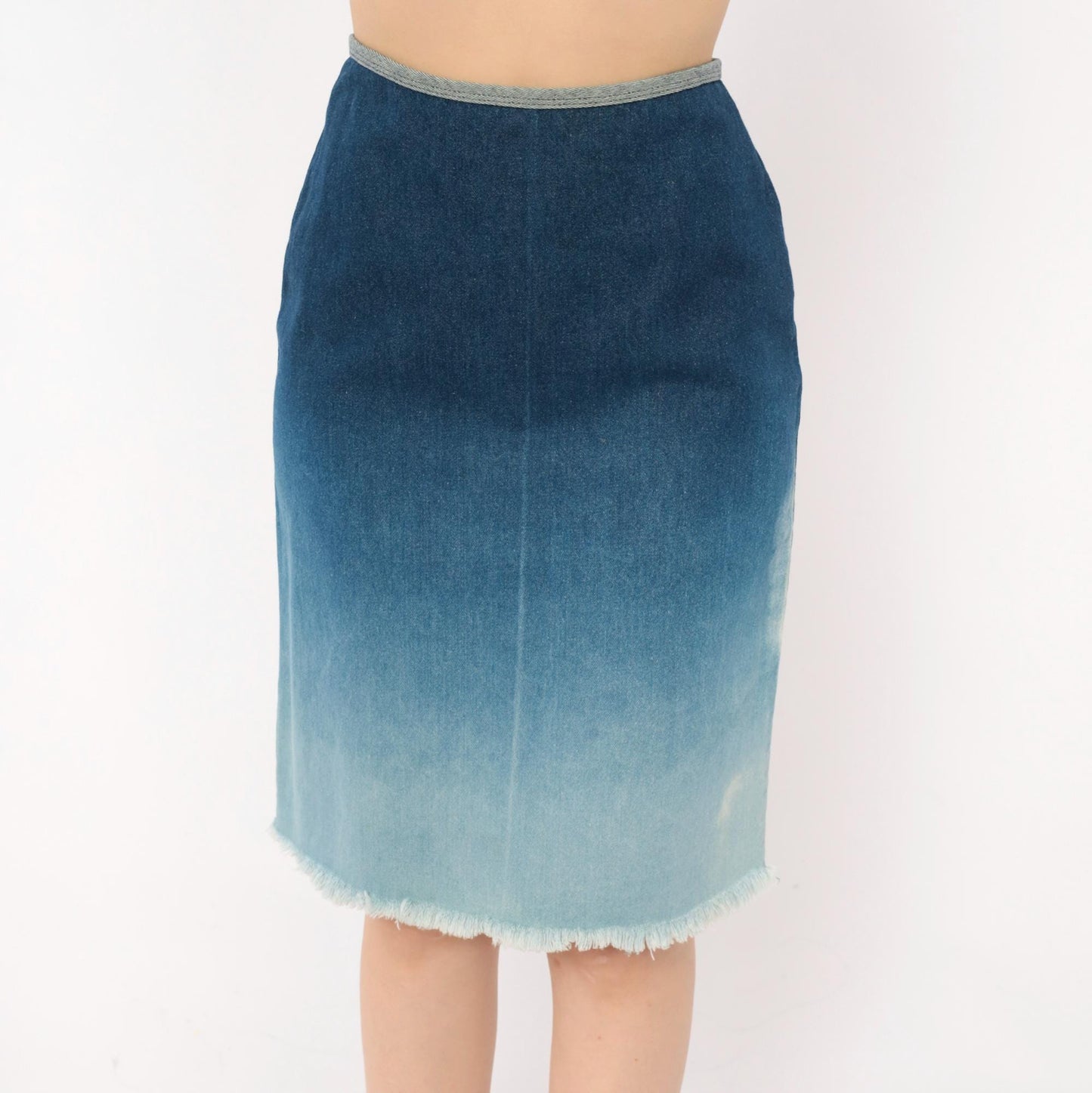 Y2K R4Я Rave 4 Real Ombre Denim Pencil Skirt Sky Blue Extra Small XS