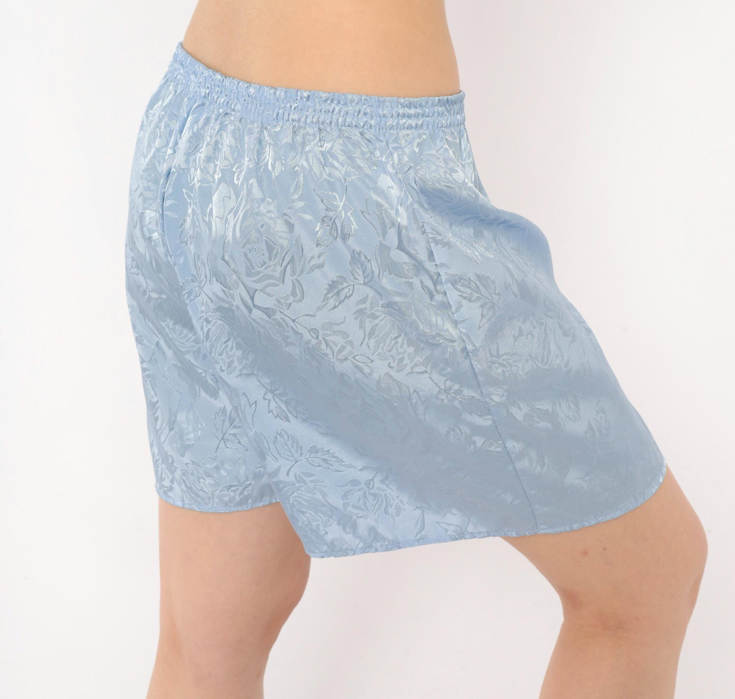 90s Morgan Taylor Powder Blue Jacquard Floral Sleep Shorts Small