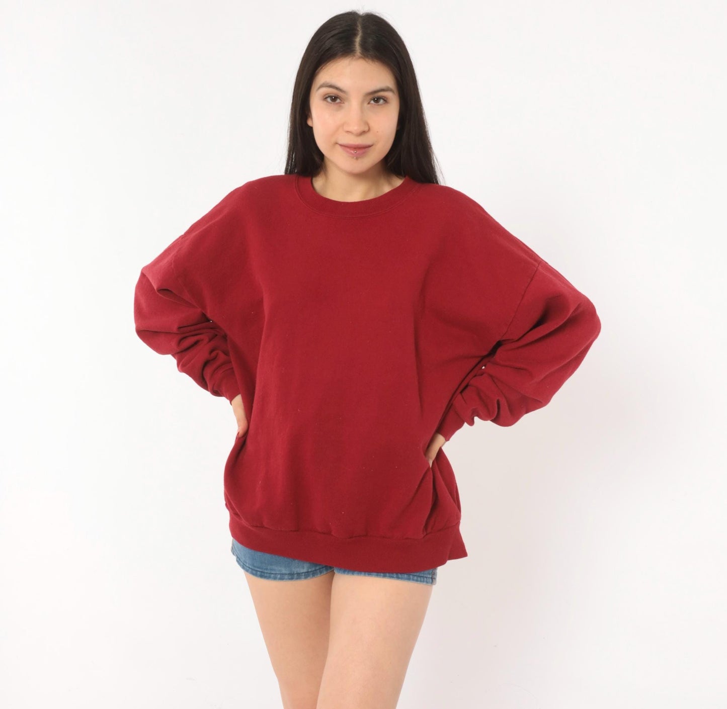 90s Jerzees Burgundy Crewneck Sweatshirt Cotton Blend Extra Large XL
