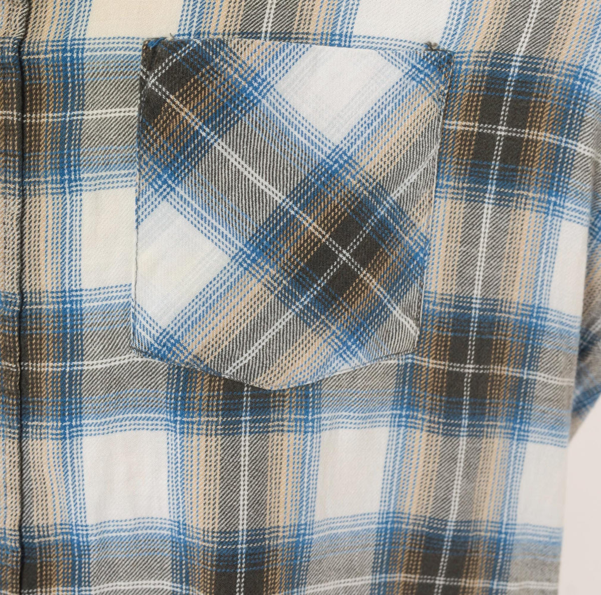 80s Sears Sportswear Plaid Flannel Shirt Blue White Cotton Button-Up Medium