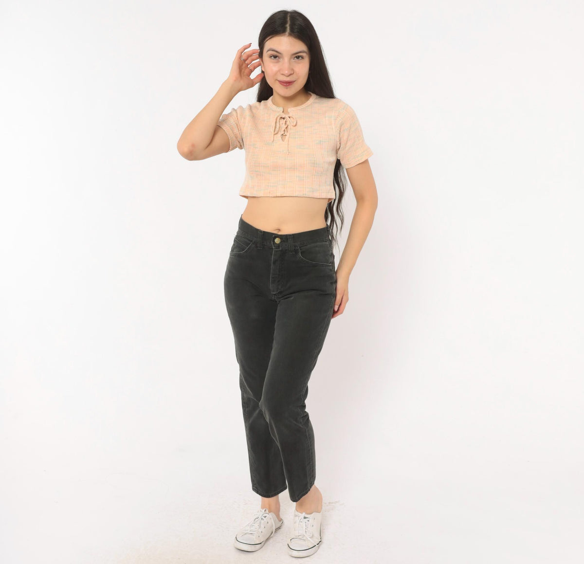 80s Lee High Waisted Straight Leg Jeans Black Denim Small S