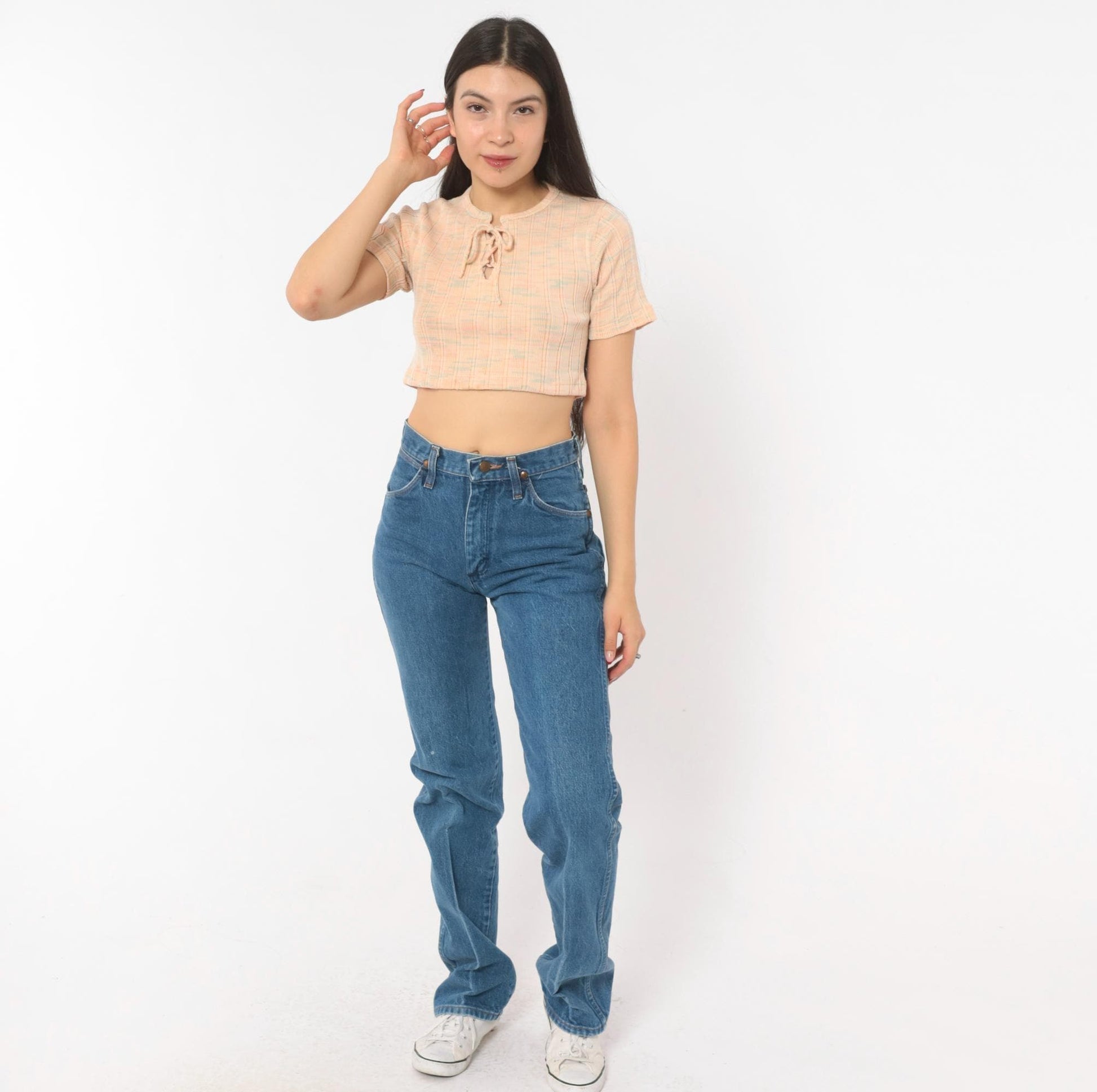 90s Wrangler High Waisted Straight Leg Jeans Medium Wash Blue Denim Extra Small XS