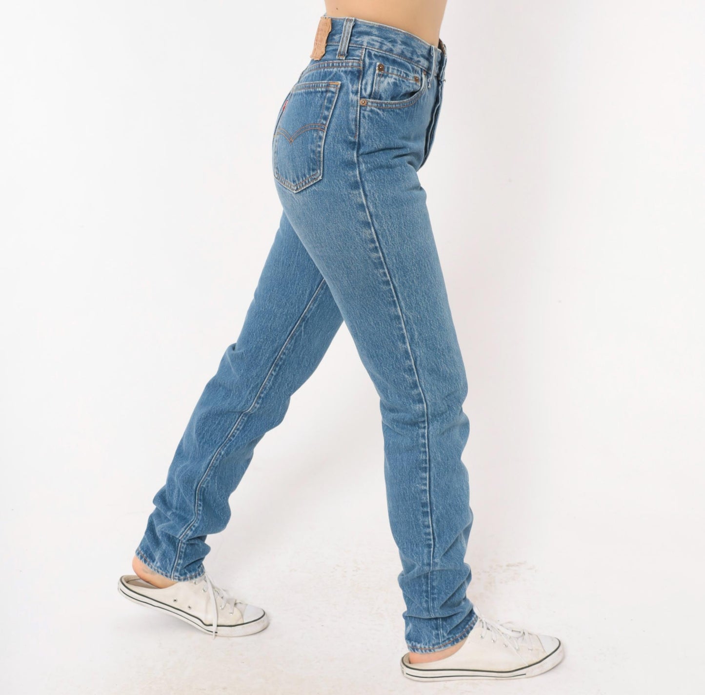 80s Levi's High Waist Straight Leg Jeans Medium Wash Button Fly Extra Small XS