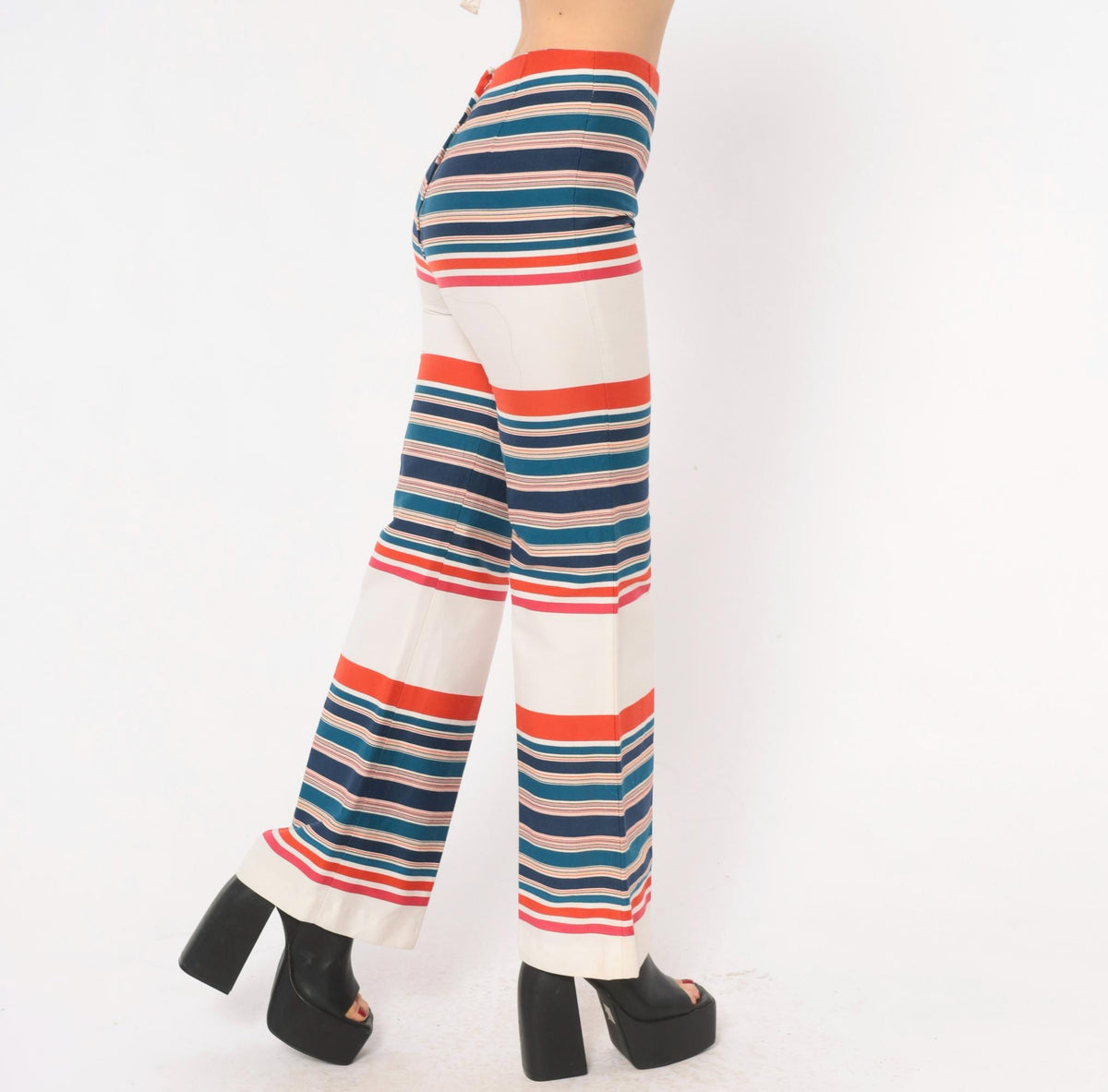 70s A.Stopper Sport Striped Flare Pants High Waist Bell Bottom Small S