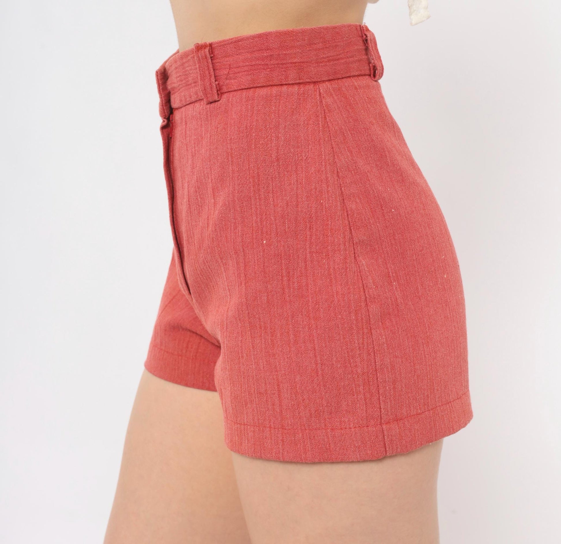 70s Tomboy Rust High-Waisted Shorts Cotton Cuffed Mini Extra Small XS