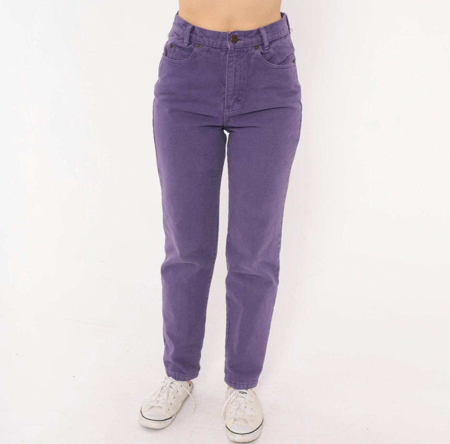 90s Merona Purple High-Waisted Mom Jeans Tapered Denim 26 Waist