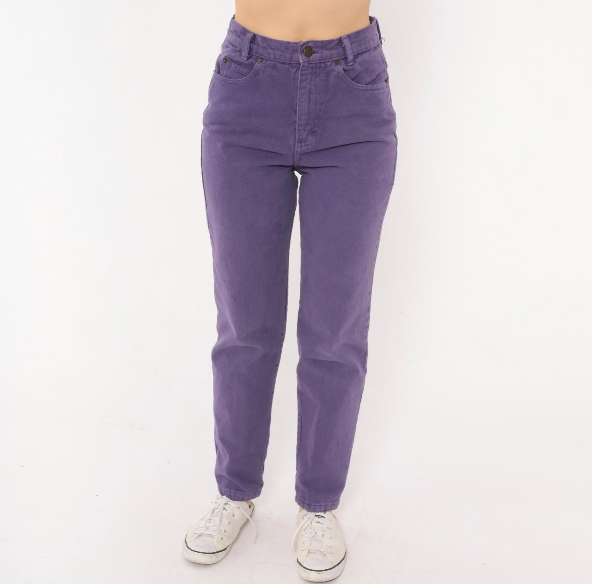 90s Merona Purple High-Waisted Mom Jeans Tapered Denim 26 Waist