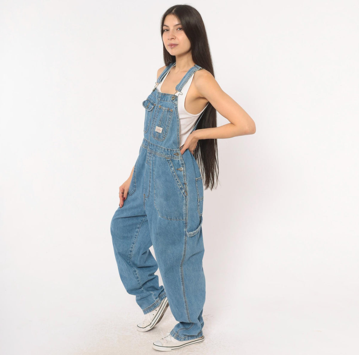 90s Unionbay Denim Overalls Medium Blue Cargo Bib Dungarees