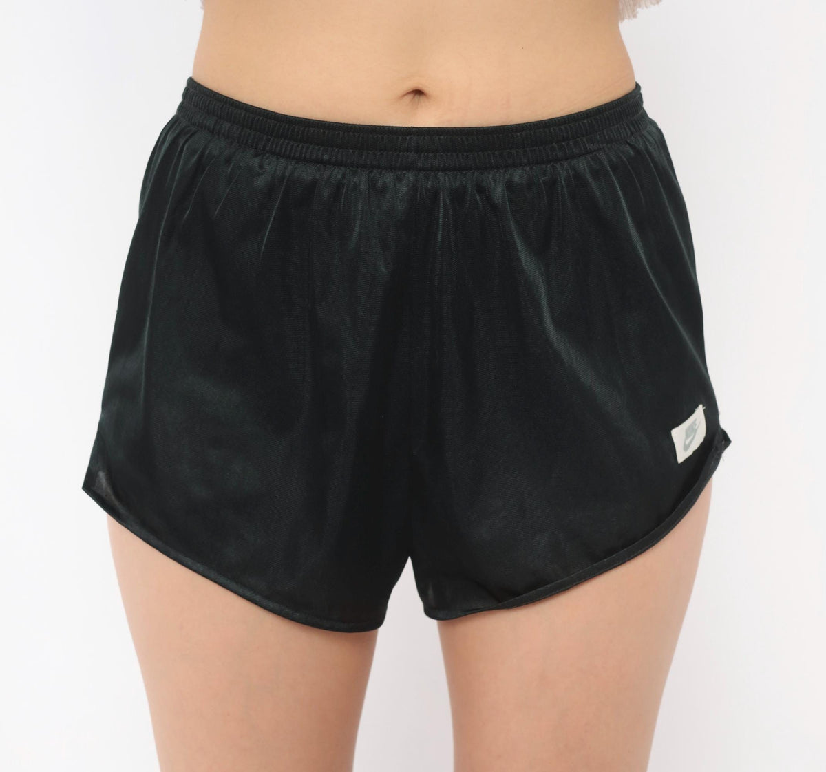 80s Nike Running Shorts Black Nylon Split Hem Athletic Extra Small XS