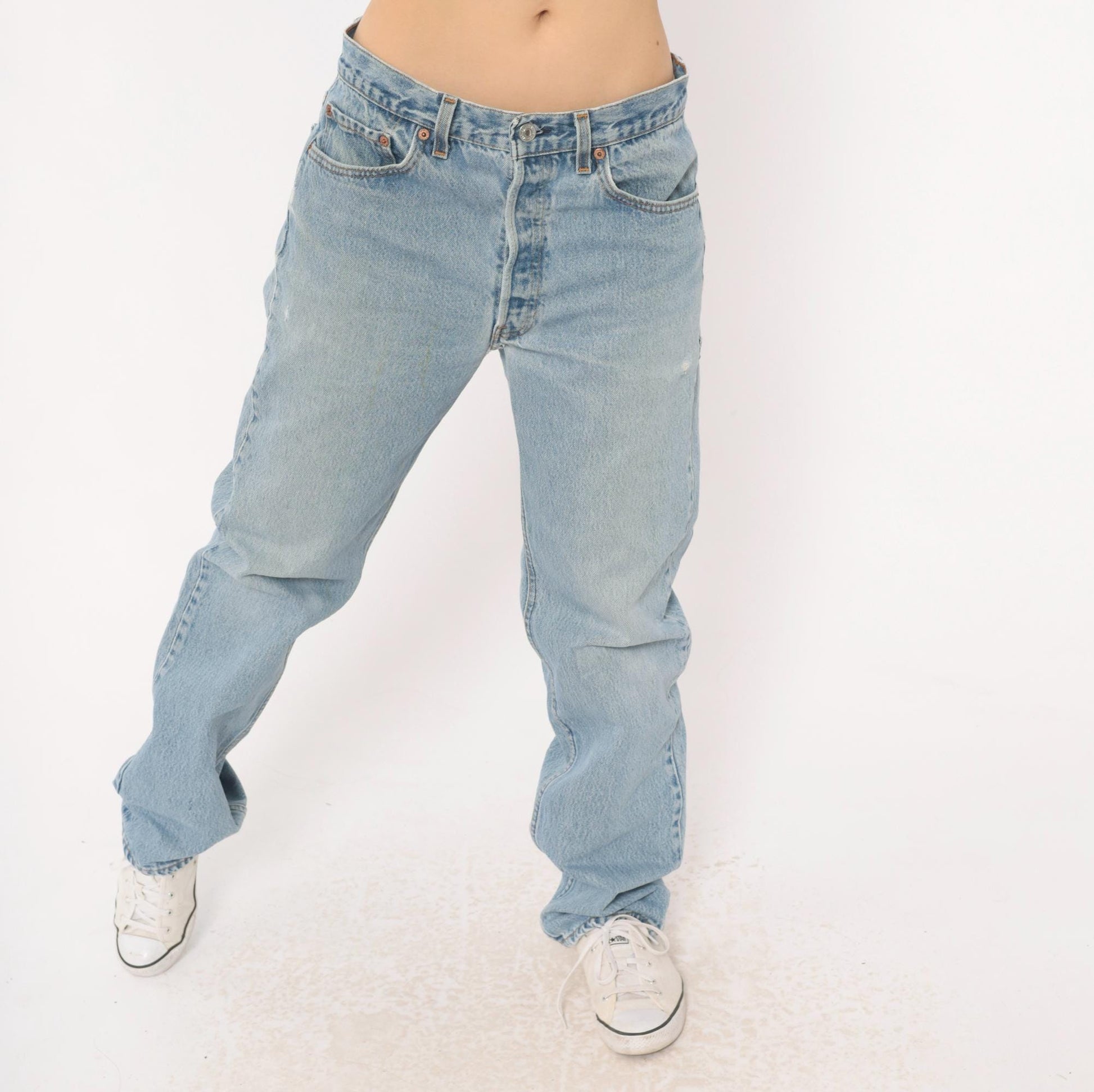 90s Levi's 501 Light Wash Straight Leg High Waist Jeans Medium