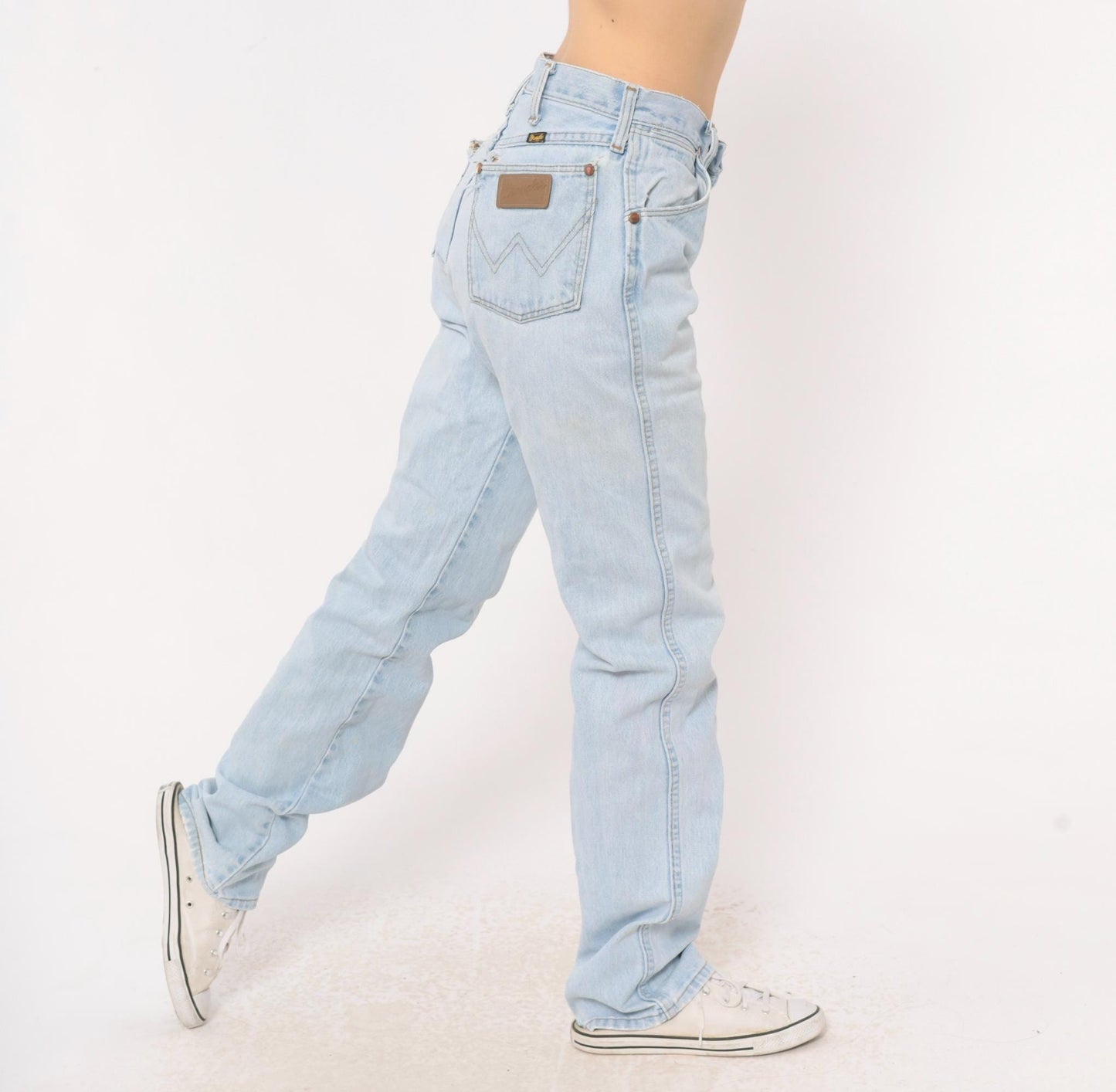90s Wrangler Light Wash Straight Leg Jeans High Rise Cotton Denim Women's 29