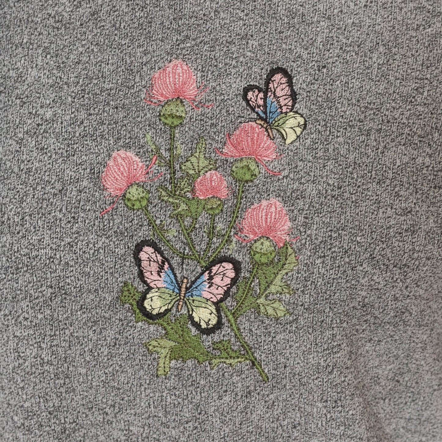 90s Bonworth Embroidered Butterfly Floral Sweatshirt Grey Crewneck Large L