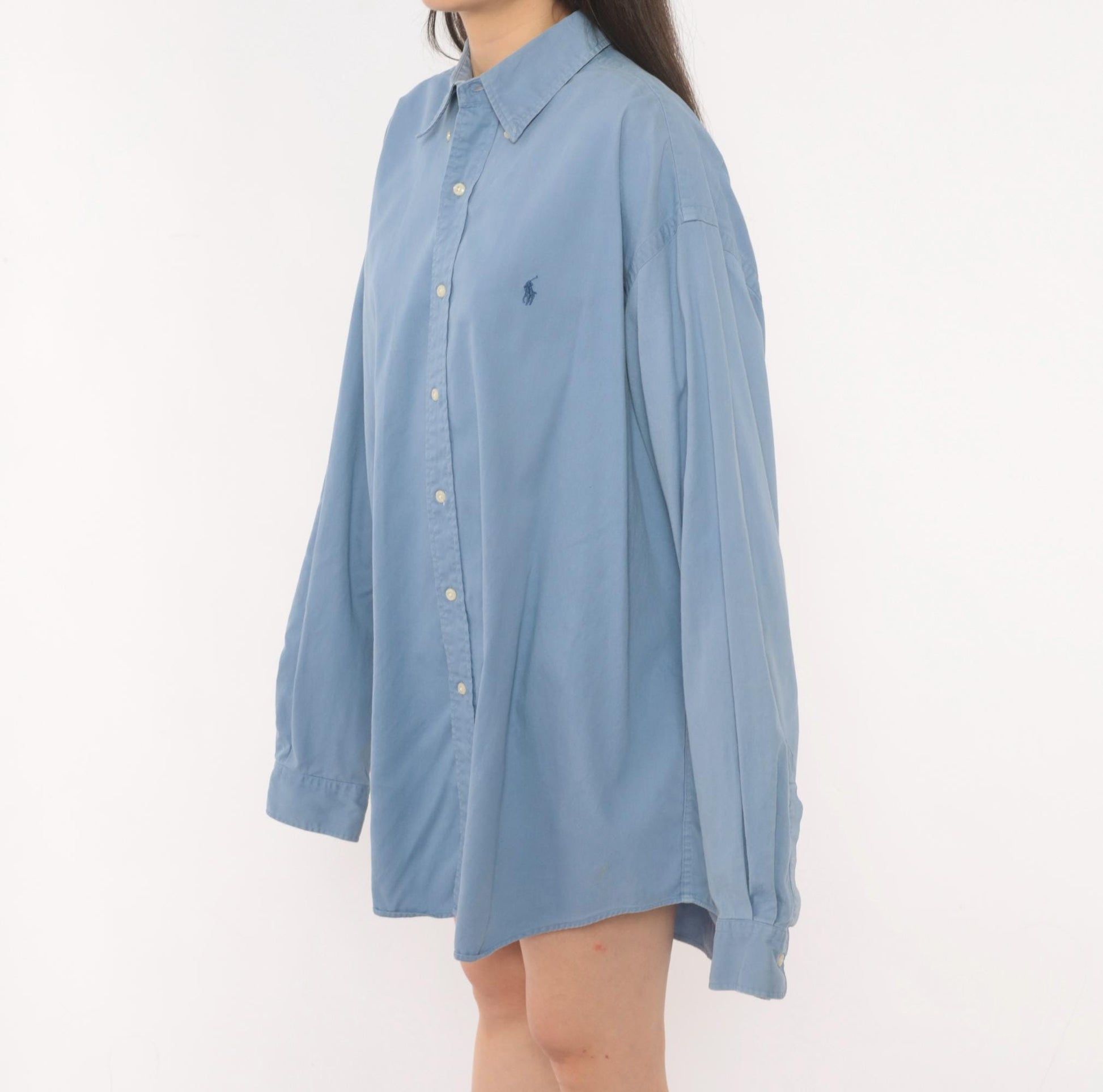 90s Ralph Lauren Powder Blue Cotton Oxford Button-Down Shirt Extra Large XL