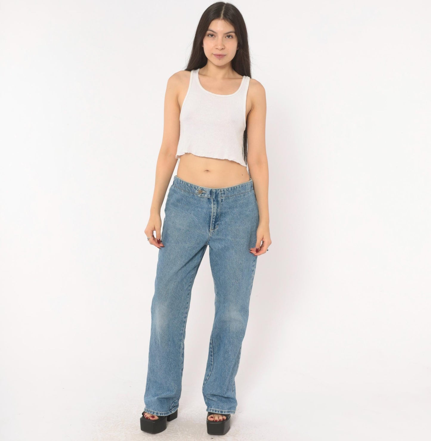 90s Paris Blues Light Wash Straight Leg Jeans Pocketless Cotton Medium