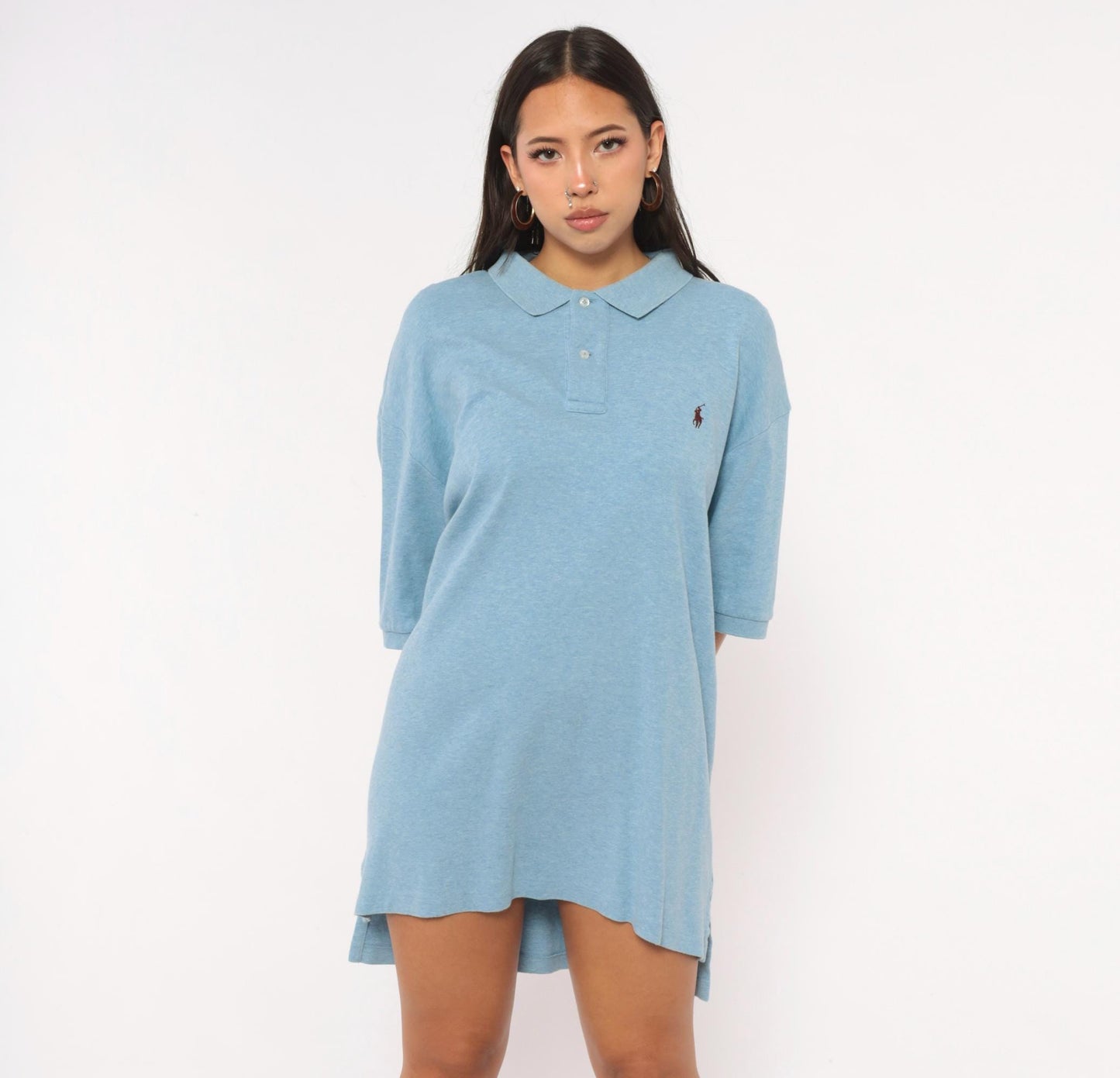 90s Polo by Ralph Lauren Light Blue Cotton Pique Polo Shirt Extra Large XL