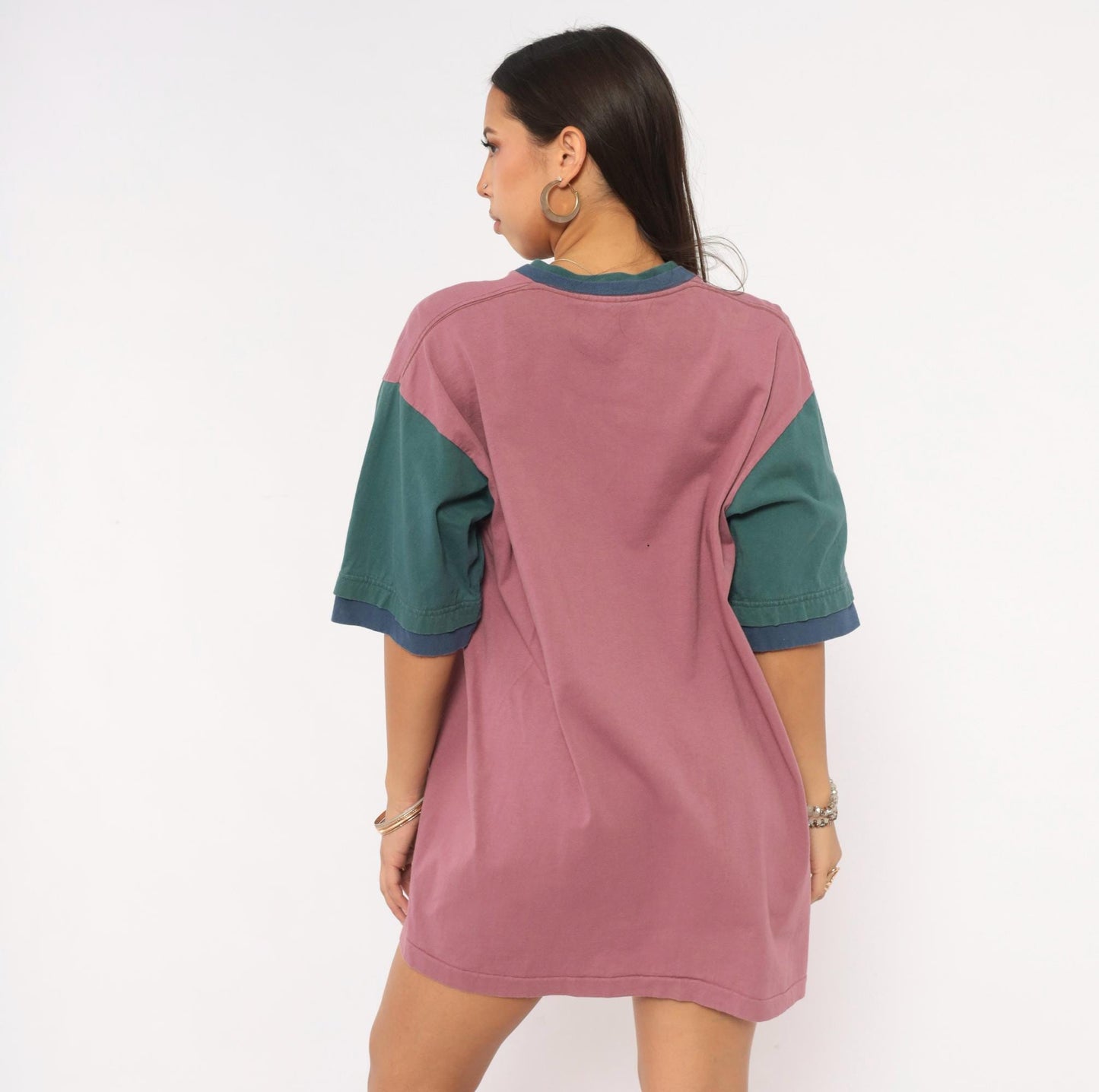 90s Mississippi Magnolia State Color Block Tee Mauve Teal Cotton Extra Large
