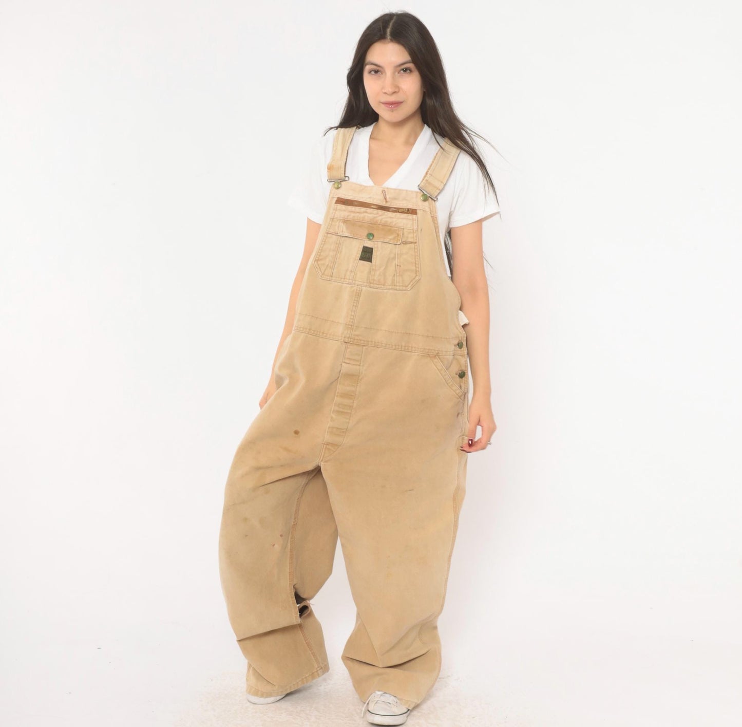 90s Liberty Canvas Bib Overalls Tan Workwear Unisex Large