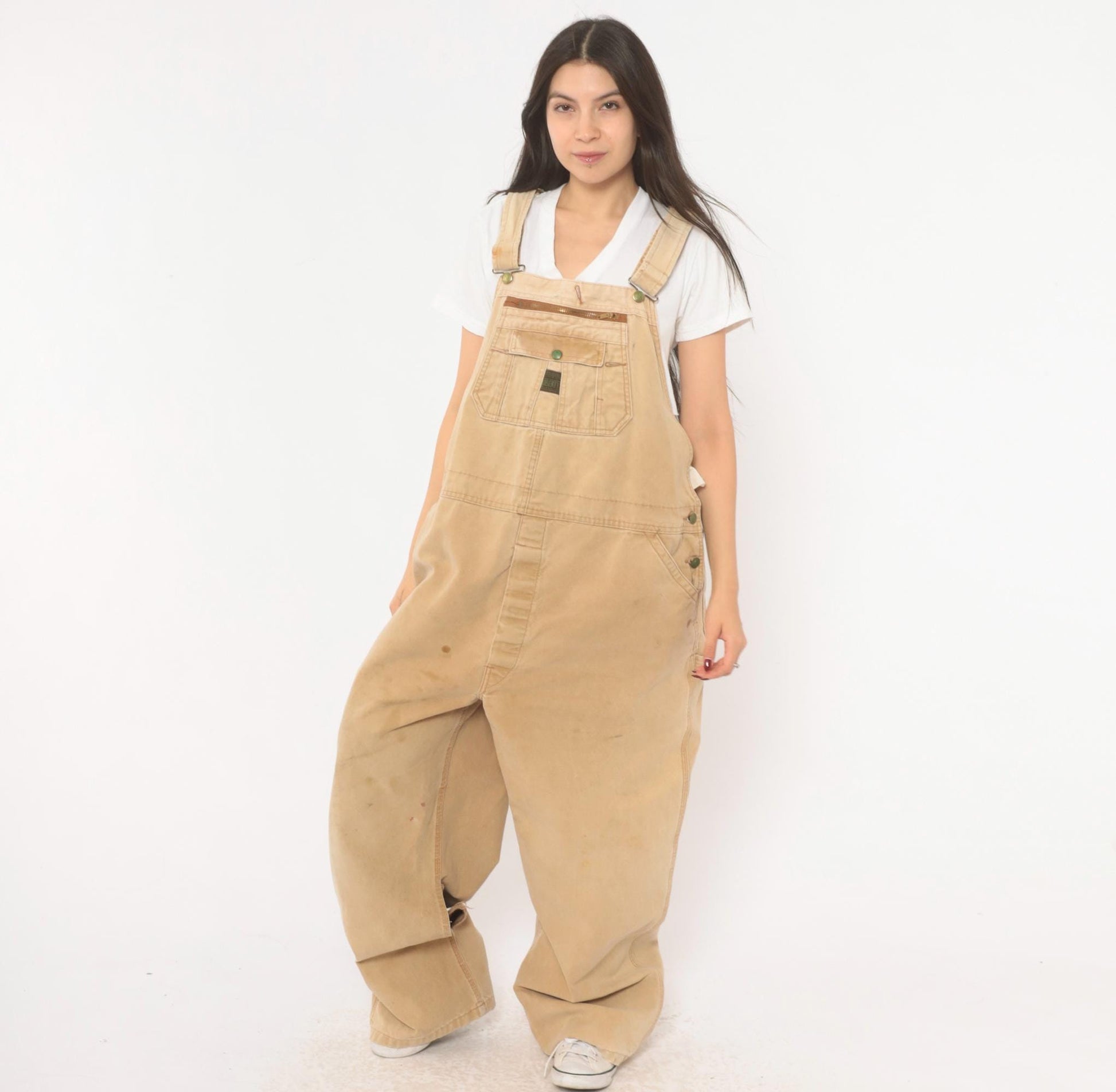 90s Liberty Canvas Bib Overalls Tan Workwear Unisex Large