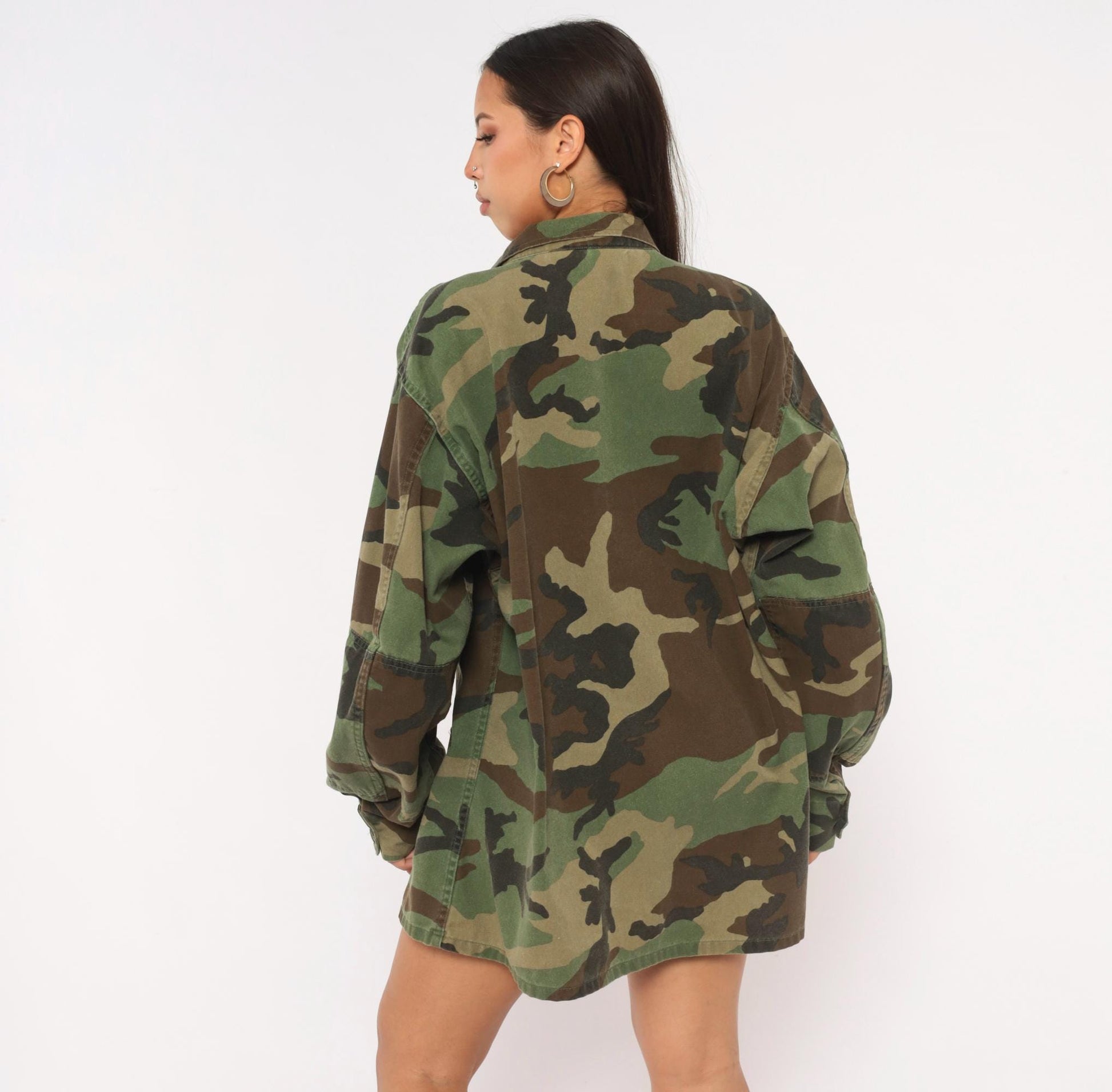90s Propper Woodland Camo BDU Shirt Jacket Olive Brown Utility Extra Large XL