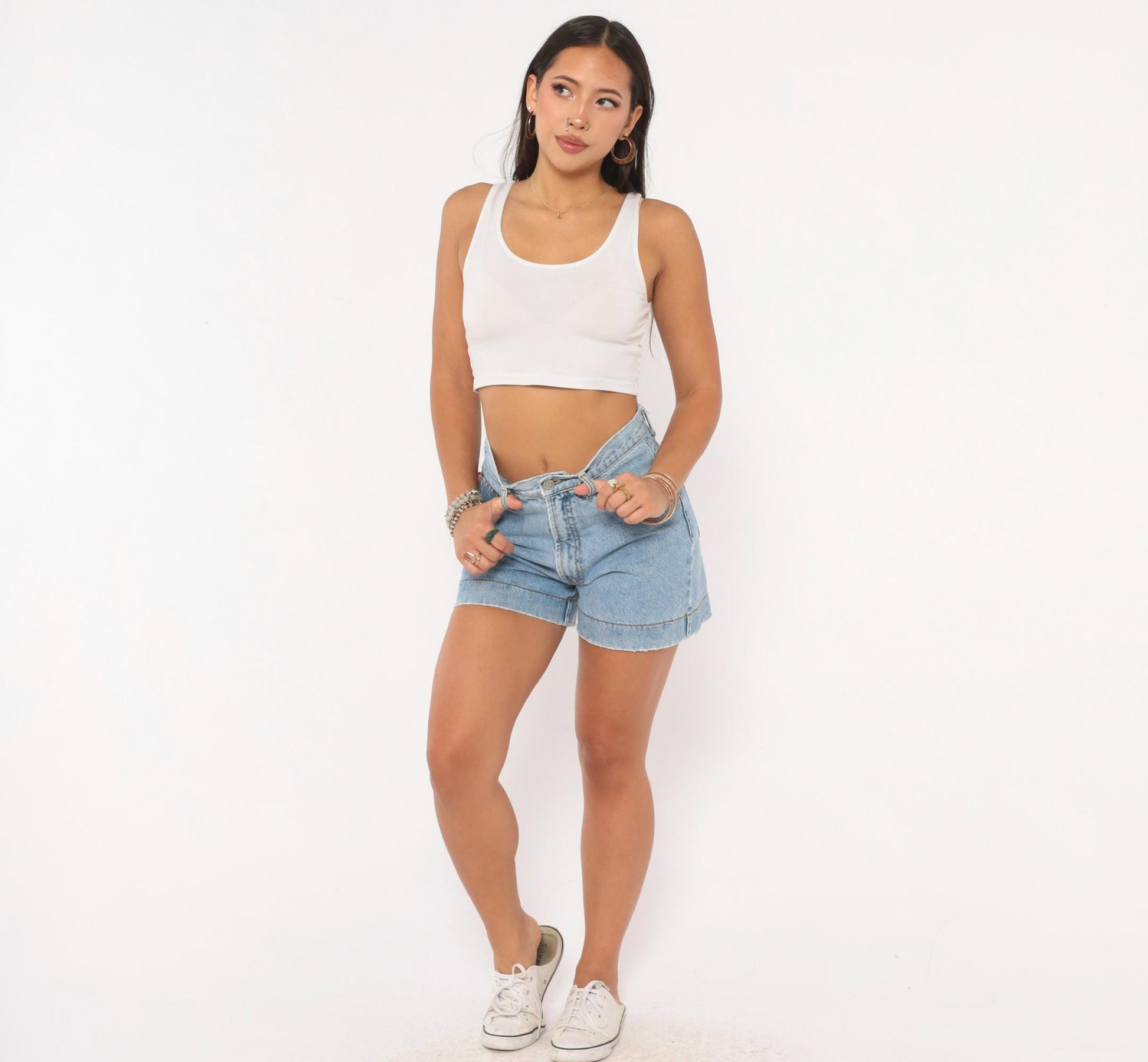 90s Bongo Blue Jeans Light Wash Cutoff Denim Shorts High Waisted Small 26