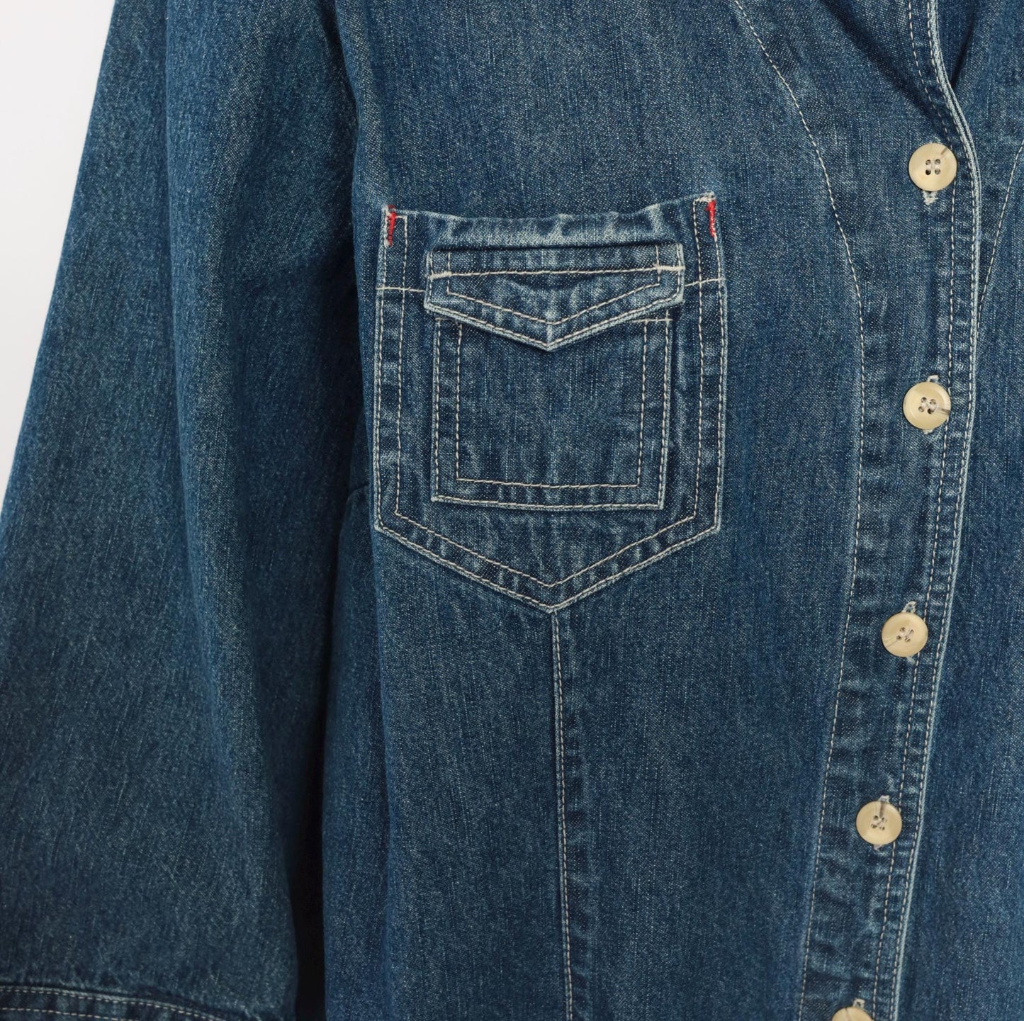90s Carolina Blues Denim Shirt Dress Navy Button Front Cotton Plus Size XXL
