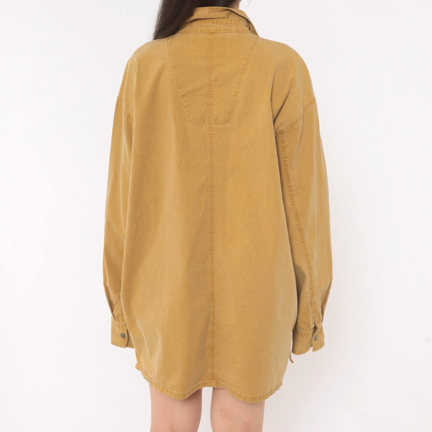 90s Levi's Mustard Cotton Button-Front Shirt Spread Collar Large L