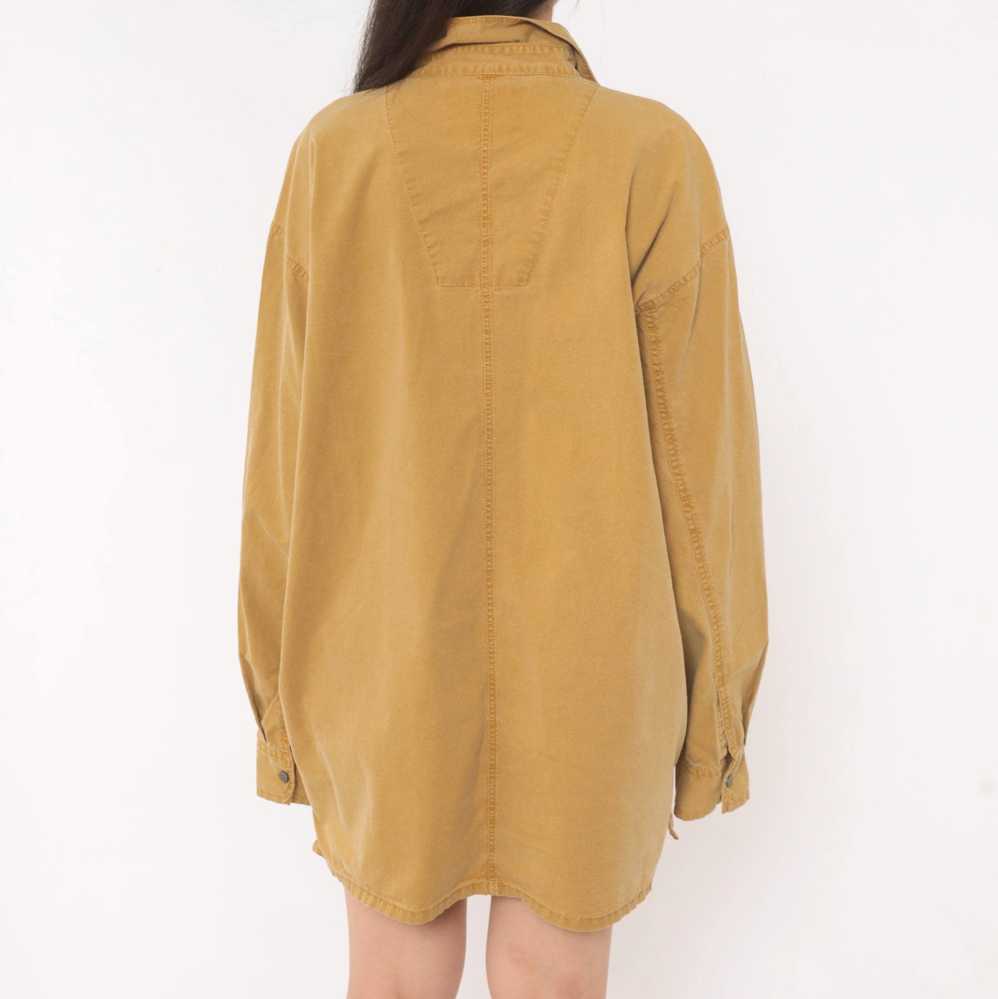 90s Levi's Mustard Cotton Button-Front Shirt Spread Collar Large L