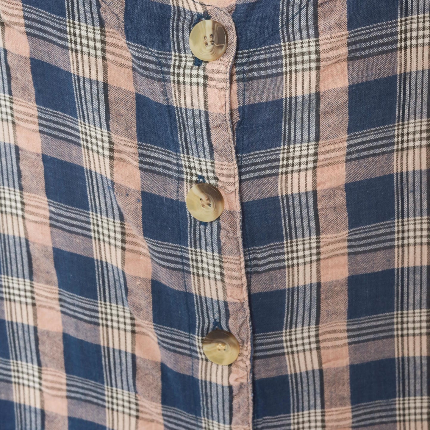 90s Lauren Brooke Plus Plaid Maxi Dress Button Front Cotton Blue Pink 1X